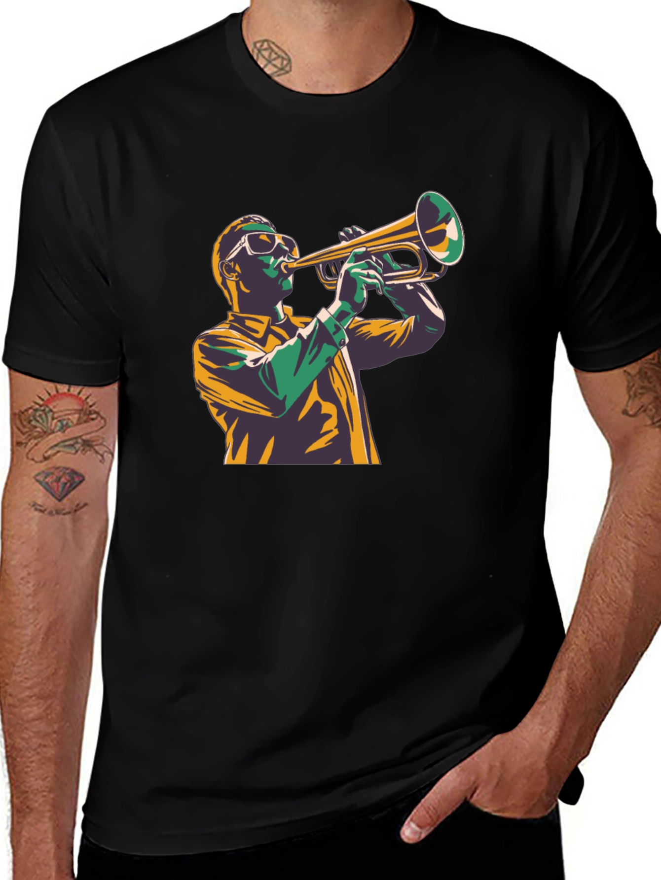 Jazz Trumpet Player Graphic Tee - Cool Design
