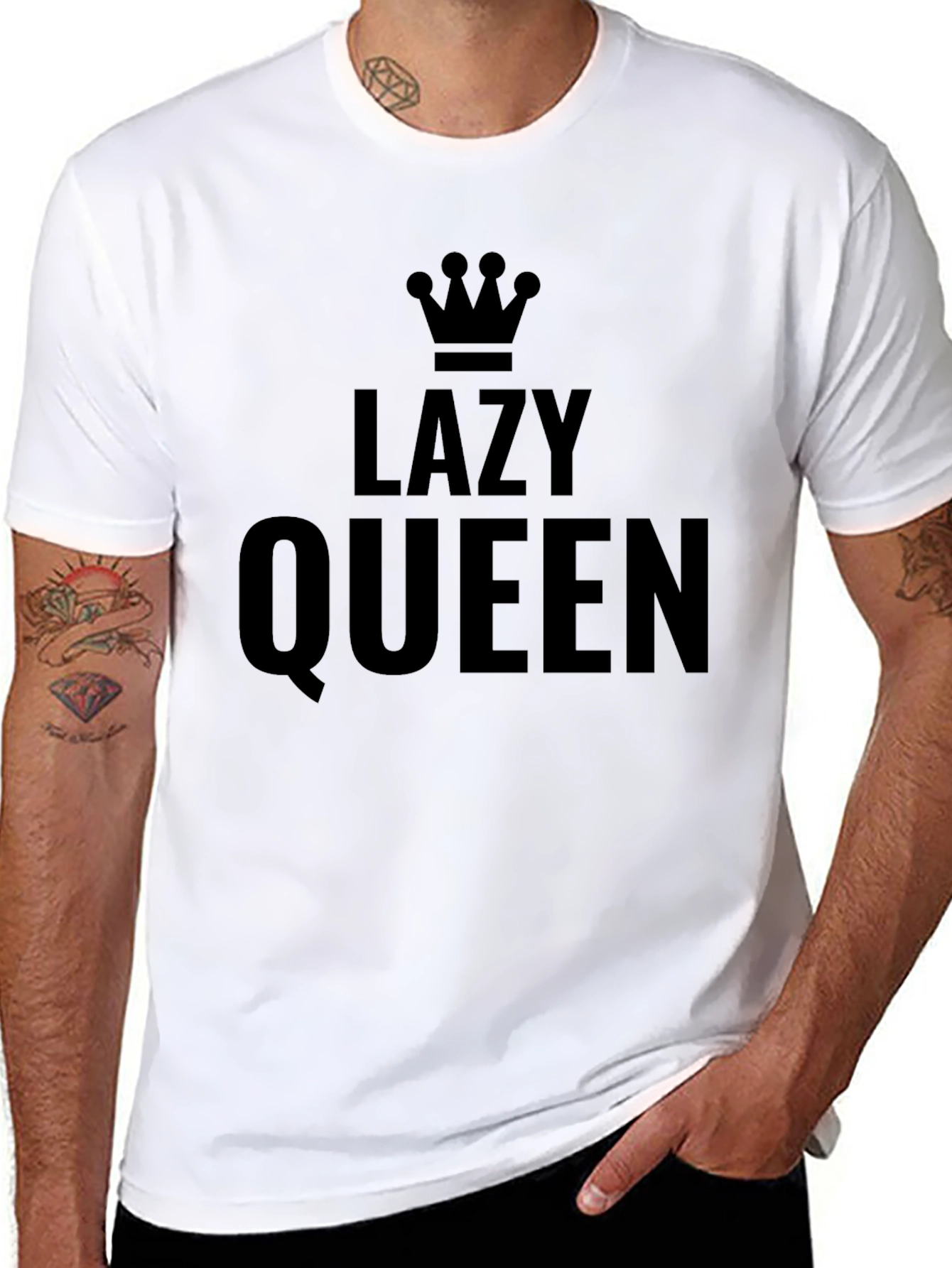 Lazy Queen Crown Graphic Tee - Black