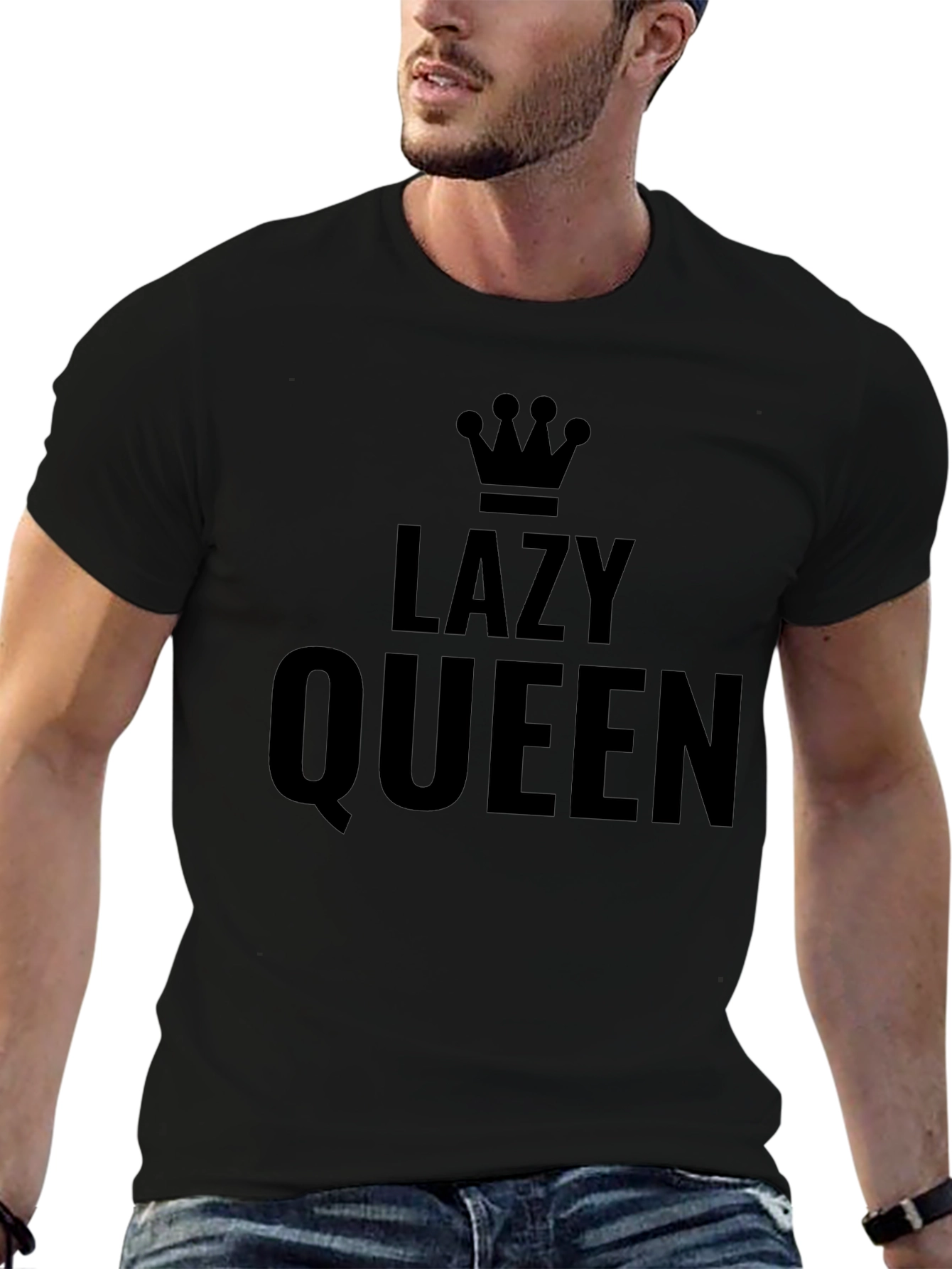 Lazy Queen Crown Graphic Tee - Black