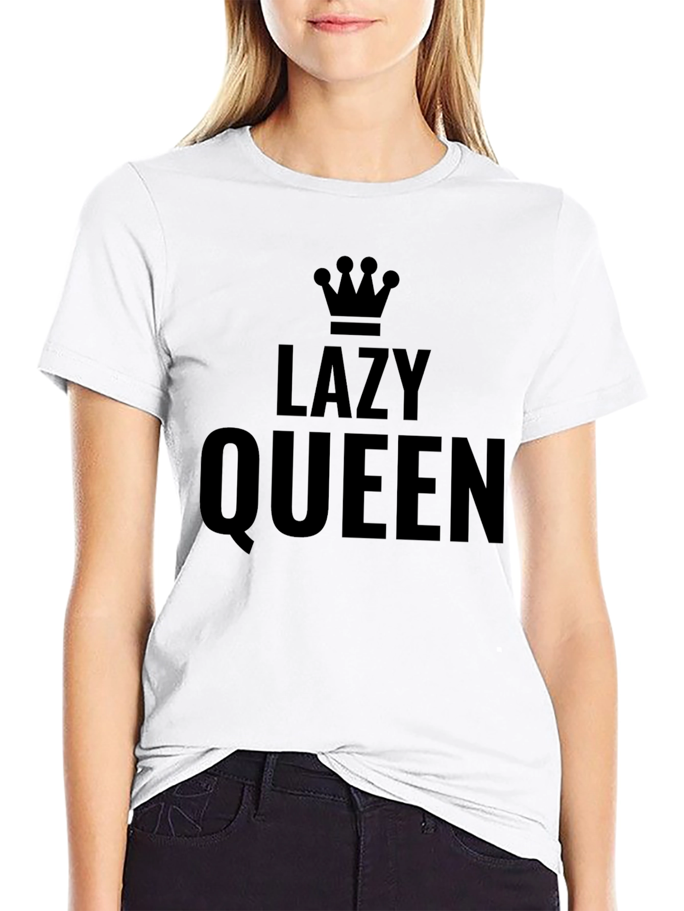Lazy Queen Crown Graphic Tee - Black