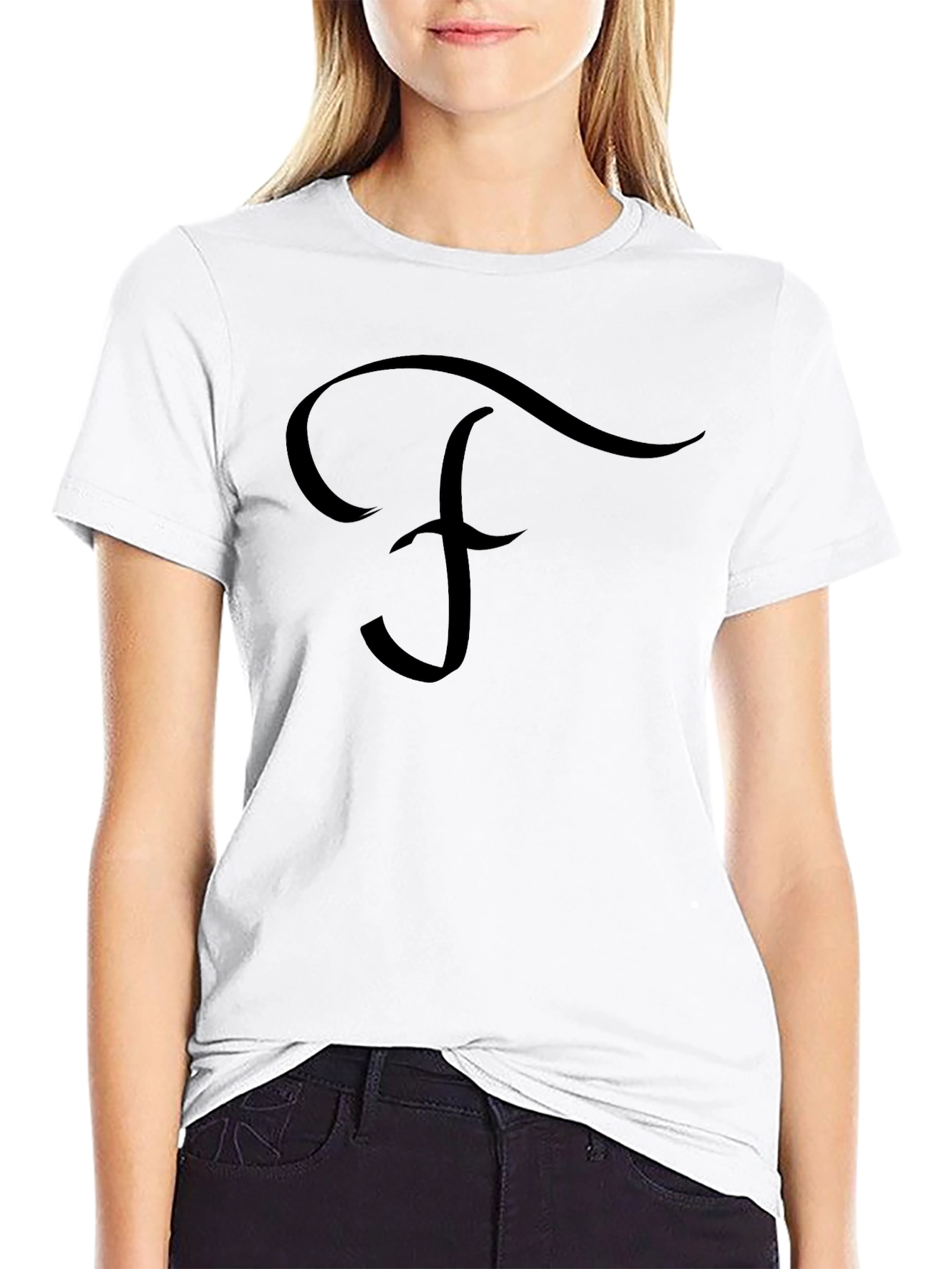 Modern Script F Graphic Black T-Shirt