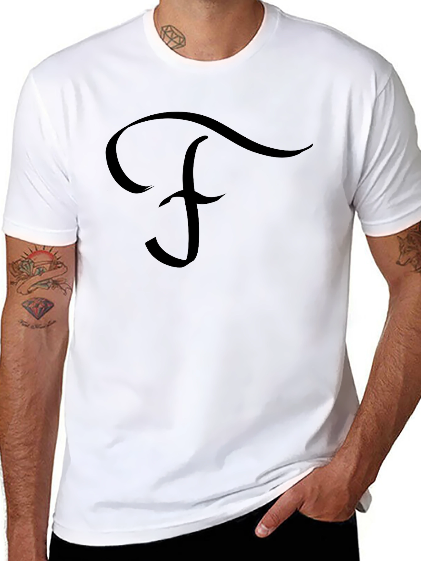 Modern Script F Graphic Black T-Shirt