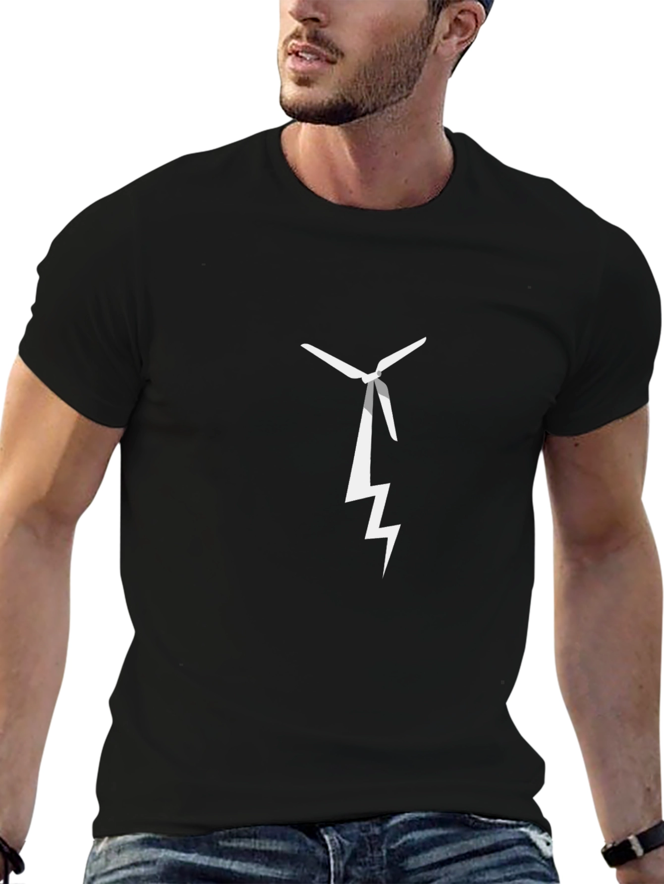 Wind Turbine Bolt Graphic Tee - Black