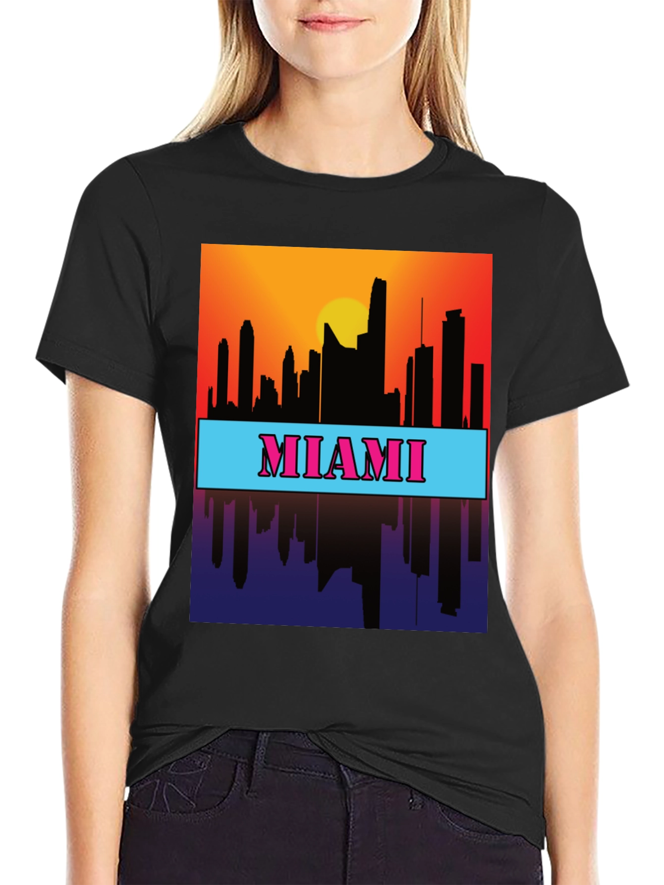 Miami Skyline Graphic Tee - Sunset Cityscape