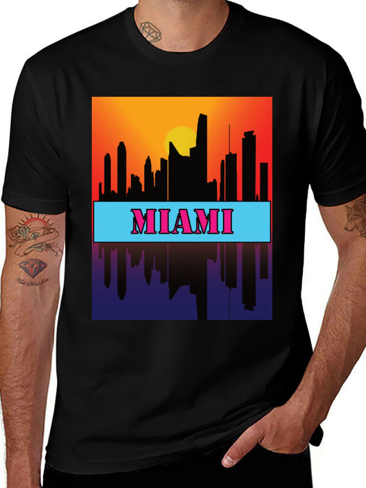 Miami Skyline Graphic Tee - Sunset Cityscape