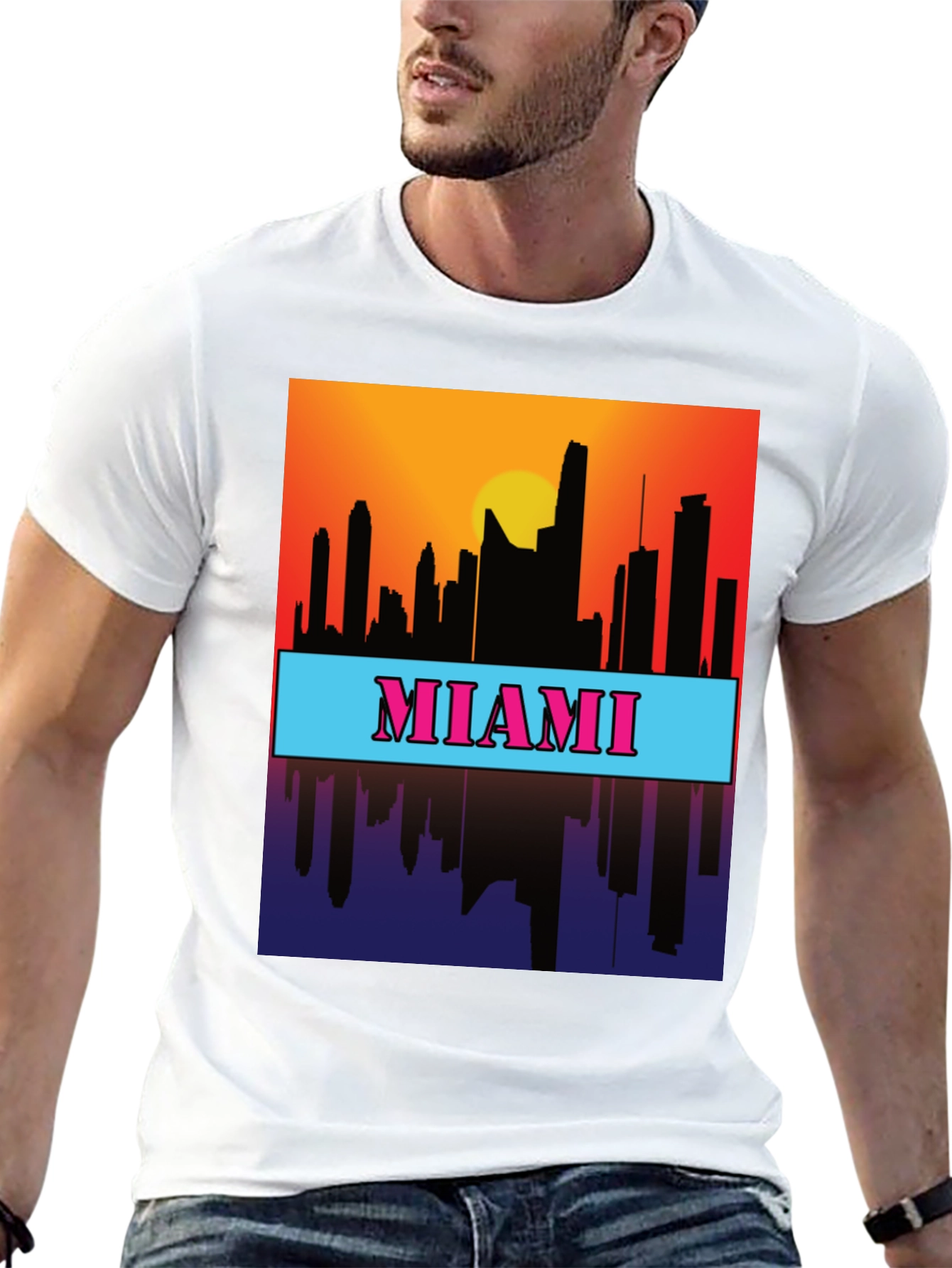 Miami Skyline Graphic Tee - Sunset Cityscape