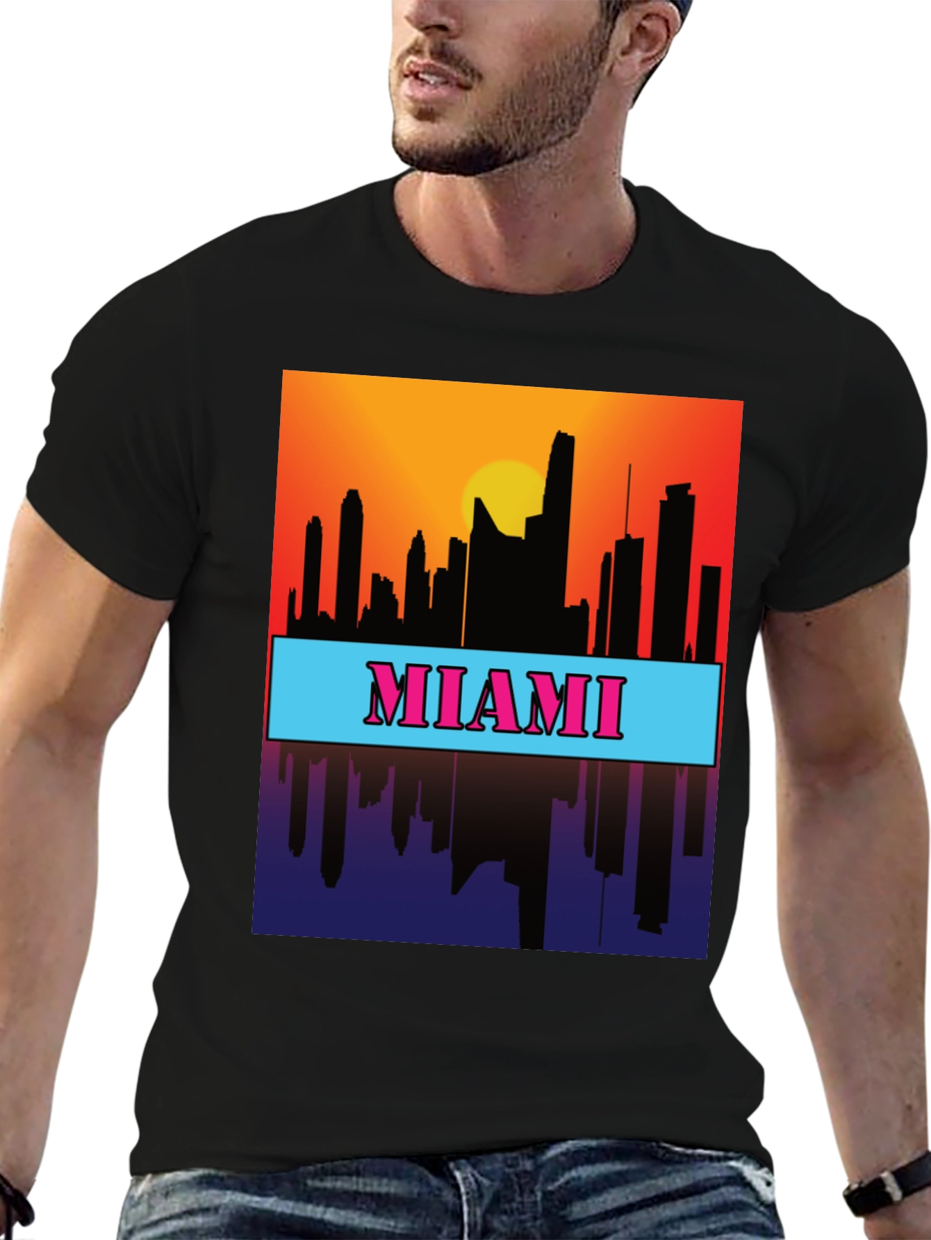 Miami Skyline Graphic Tee - Sunset Cityscape