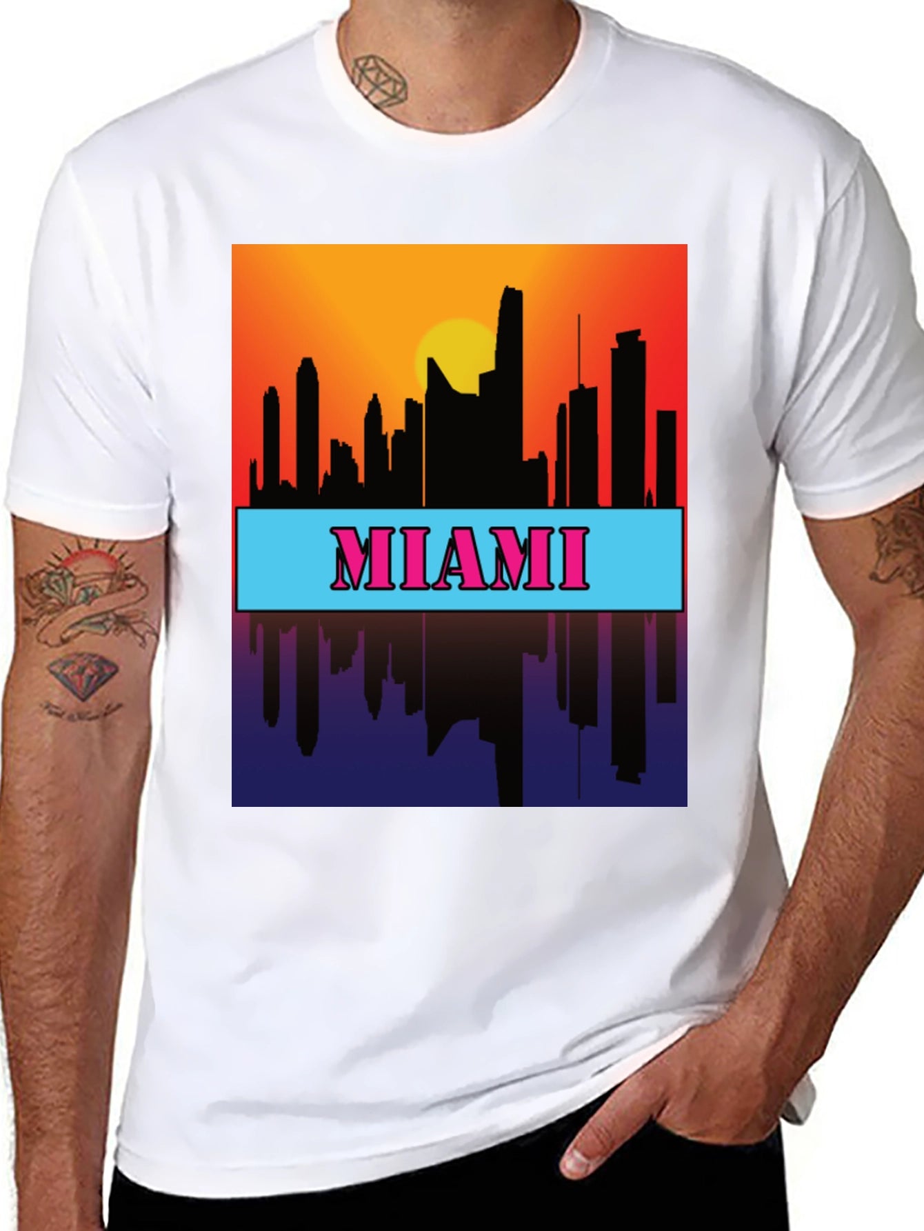 Miami Skyline Graphic Tee - Sunset Cityscape