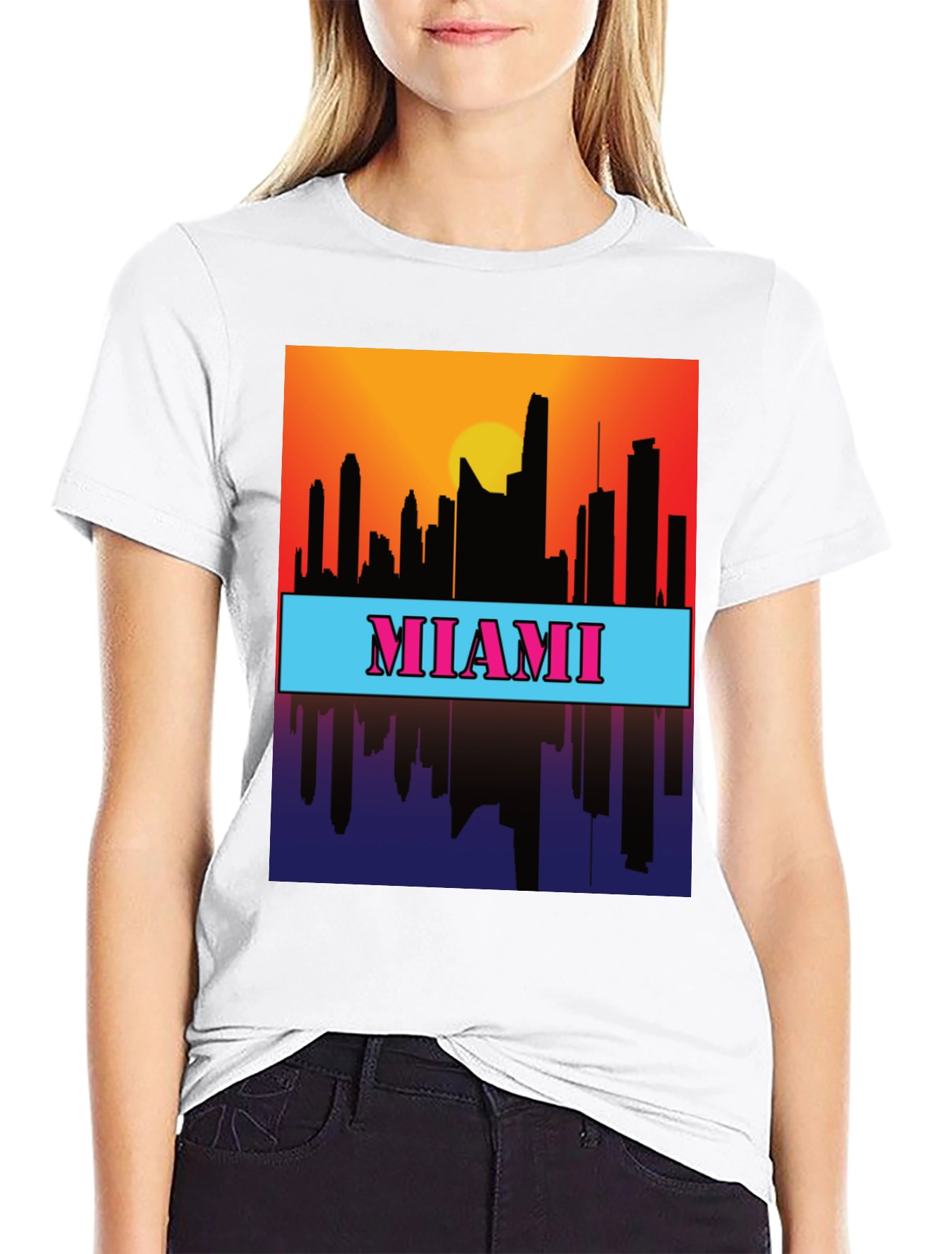 Miami Skyline Graphic Tee - Sunset Cityscape
