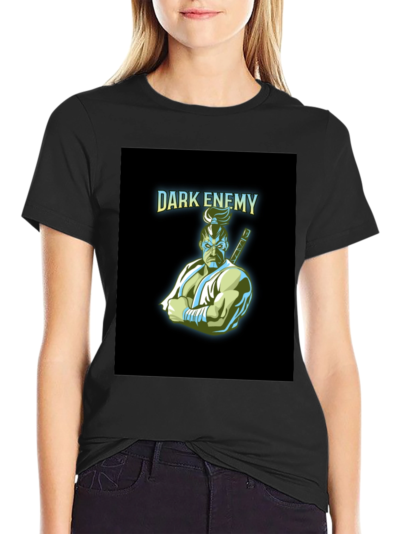 Dark Enemy Graphic Print Black T-Shirt
