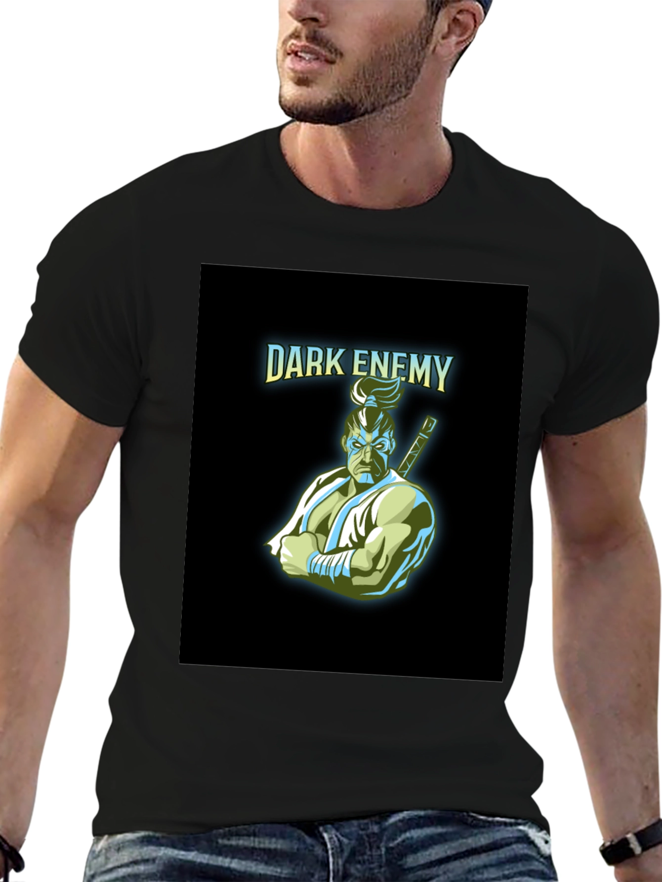 Dark Enemy Graphic Print Black T-Shirt