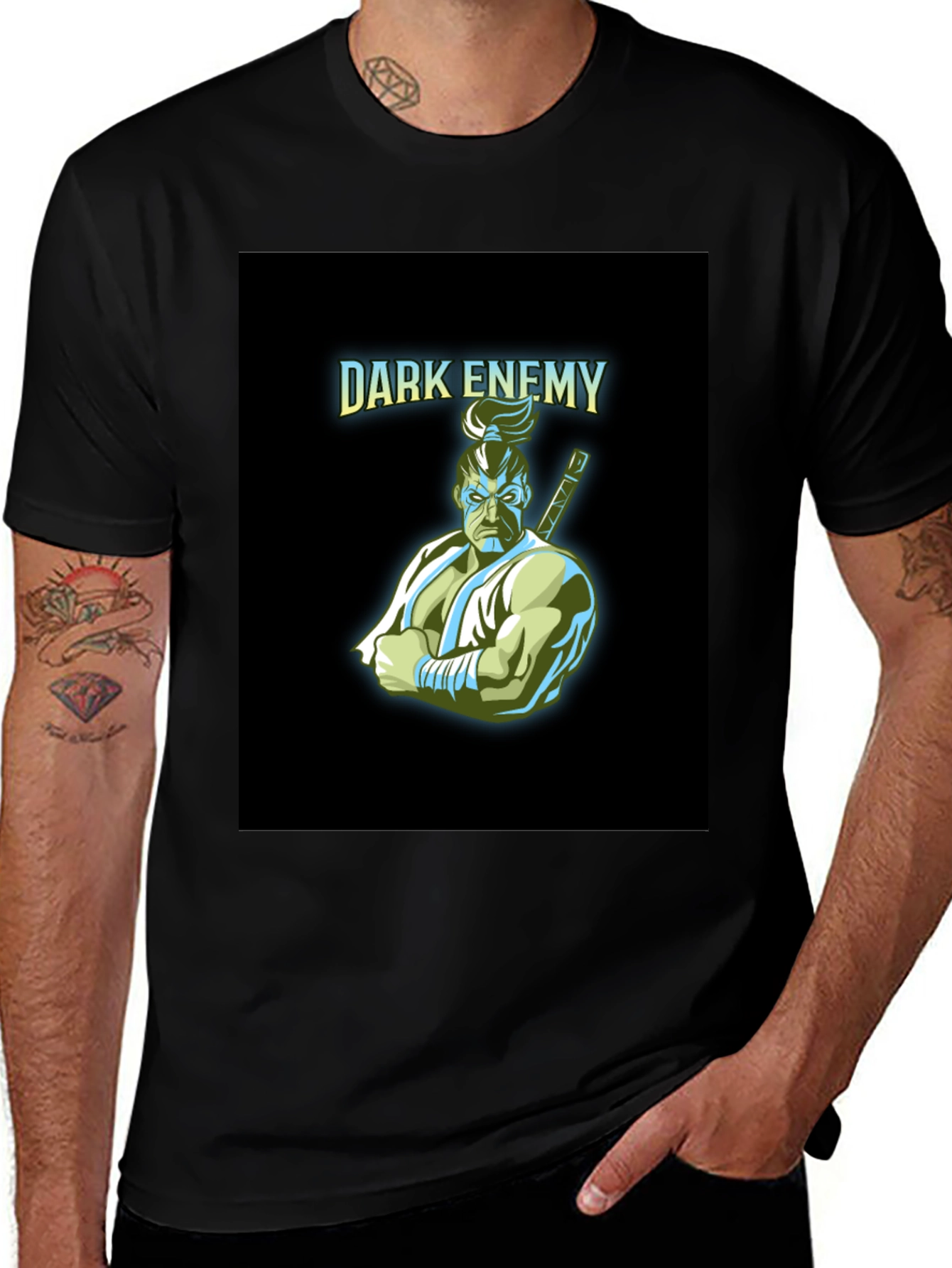 Dark Enemy Graphic Print Black T-Shirt