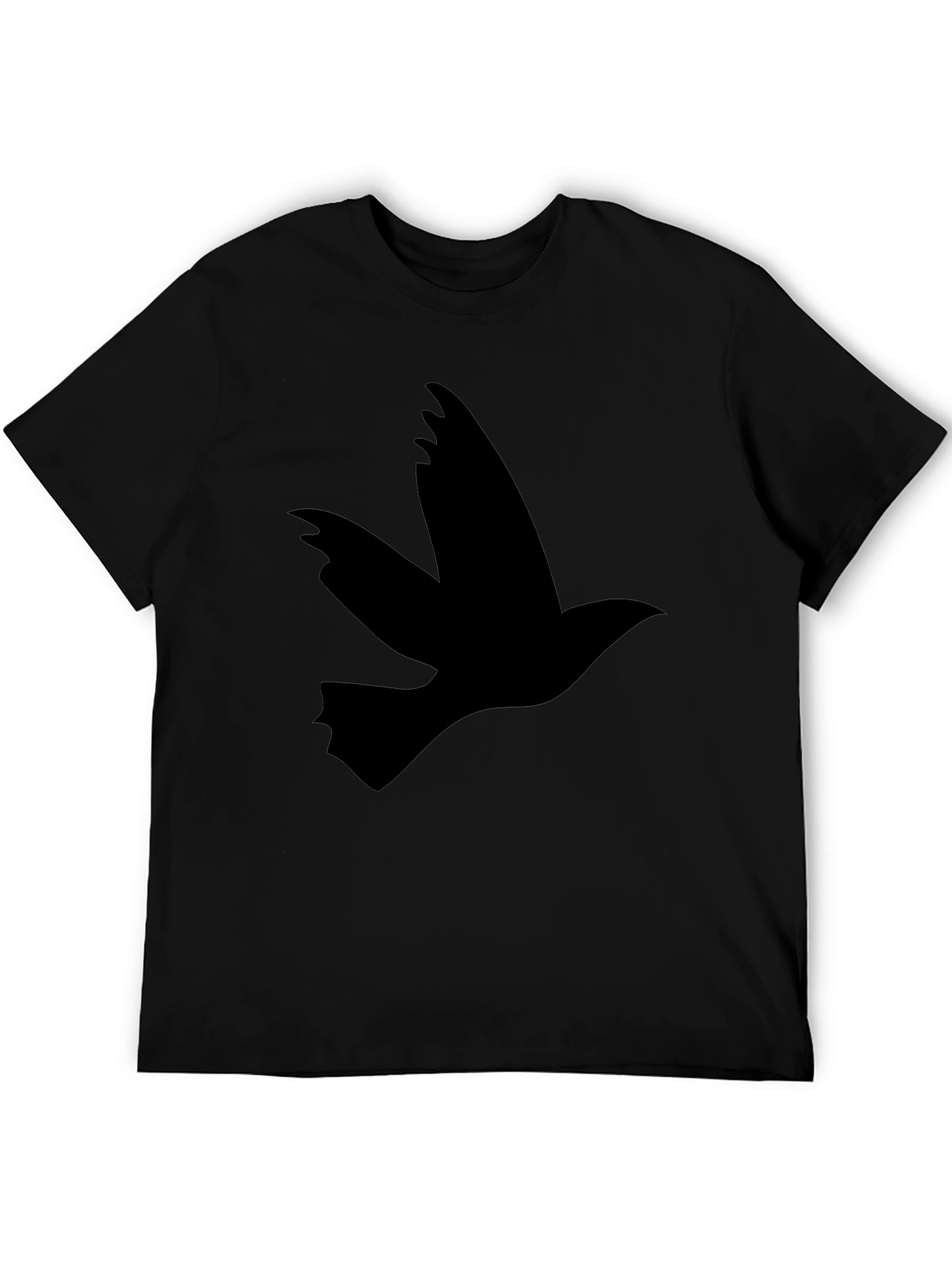 Black T-Shirt with Flying Bird Design