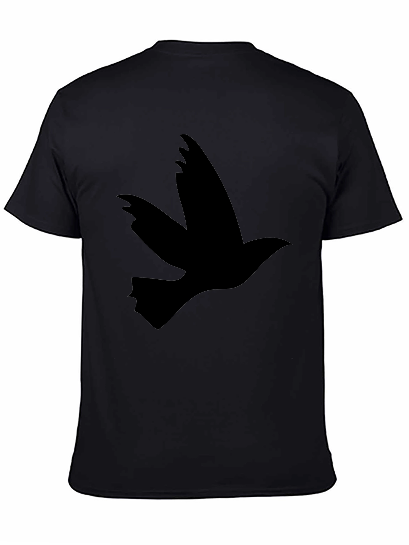 Black T-Shirt with Flying Bird Design