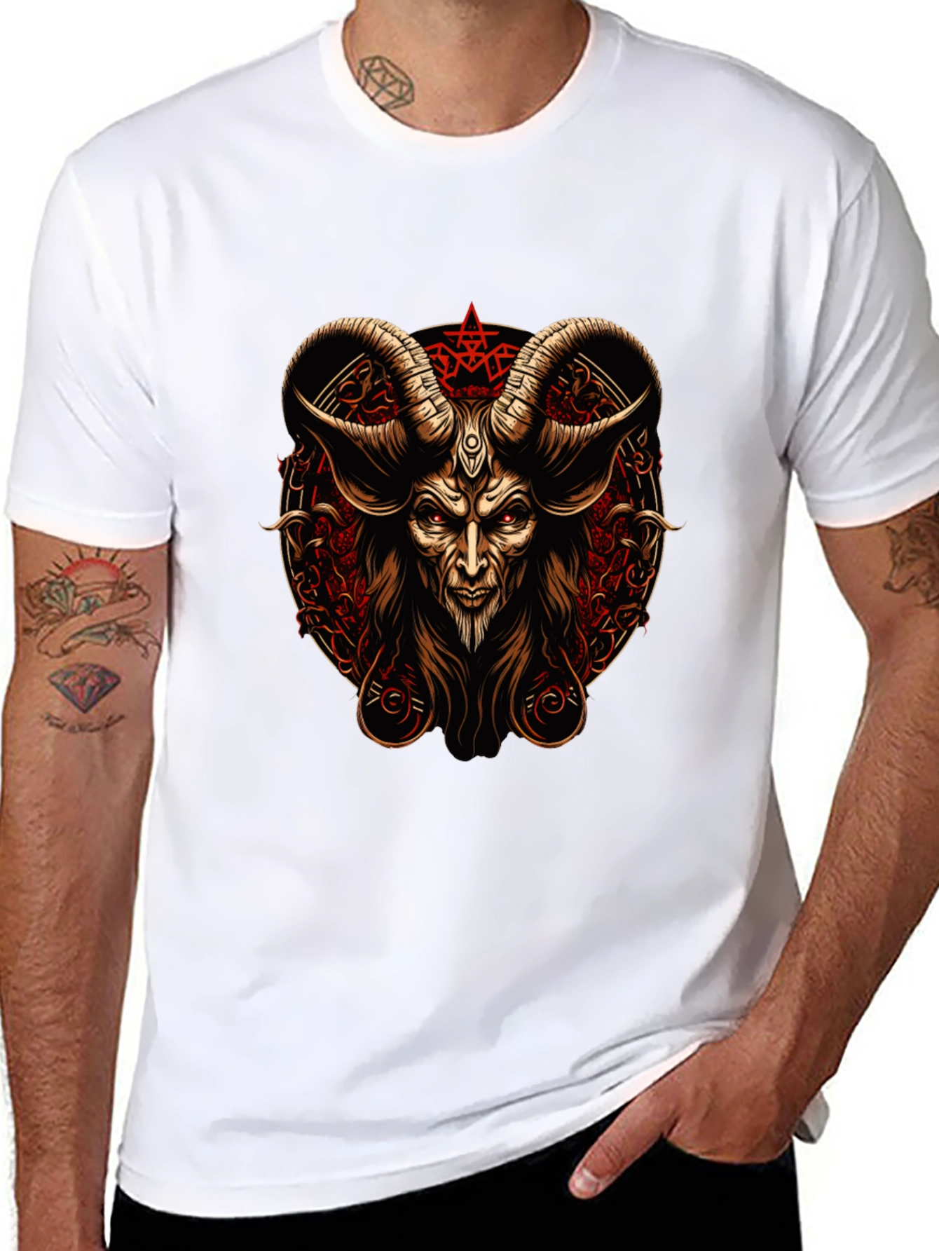 Baphomet Graphic Tee - Occult Satanic Design
