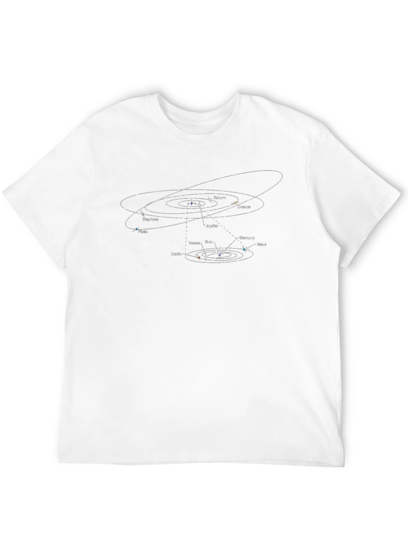 Solar System Planets Graphic Print Black T-Shirt