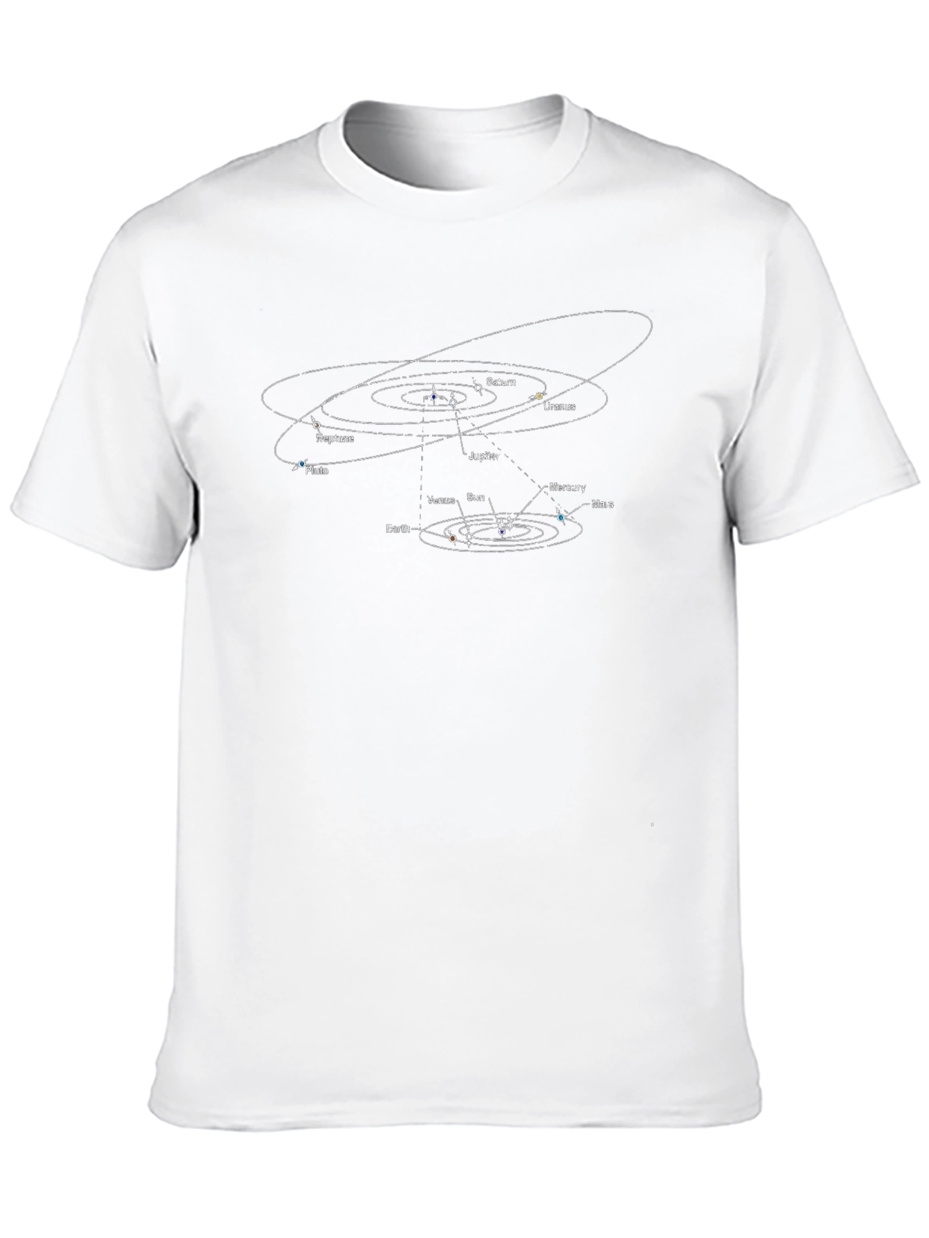 Solar System Planets Graphic Print Black T-Shirt