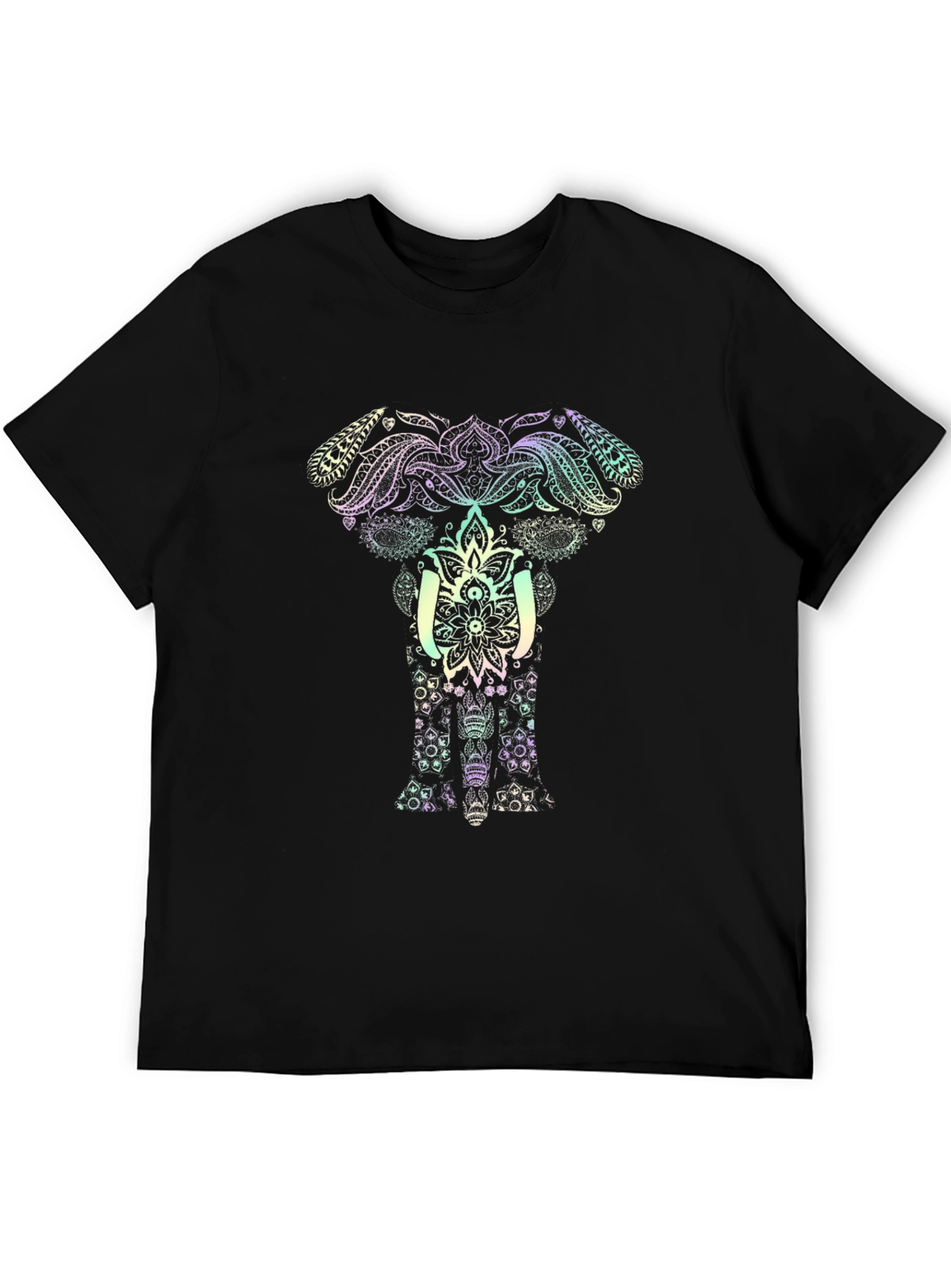 Elephant Mandala Graphic Tee - Black