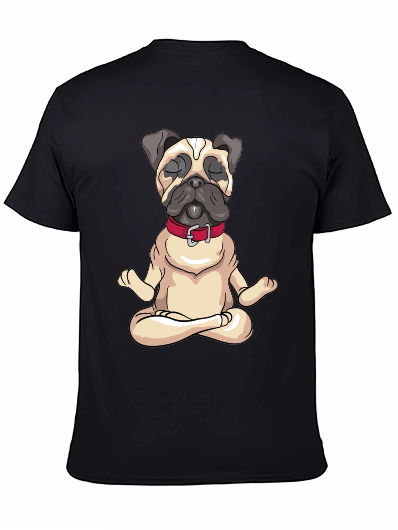 Zen Pug Black T-Shirt - Meditating Dog Graphic Tee