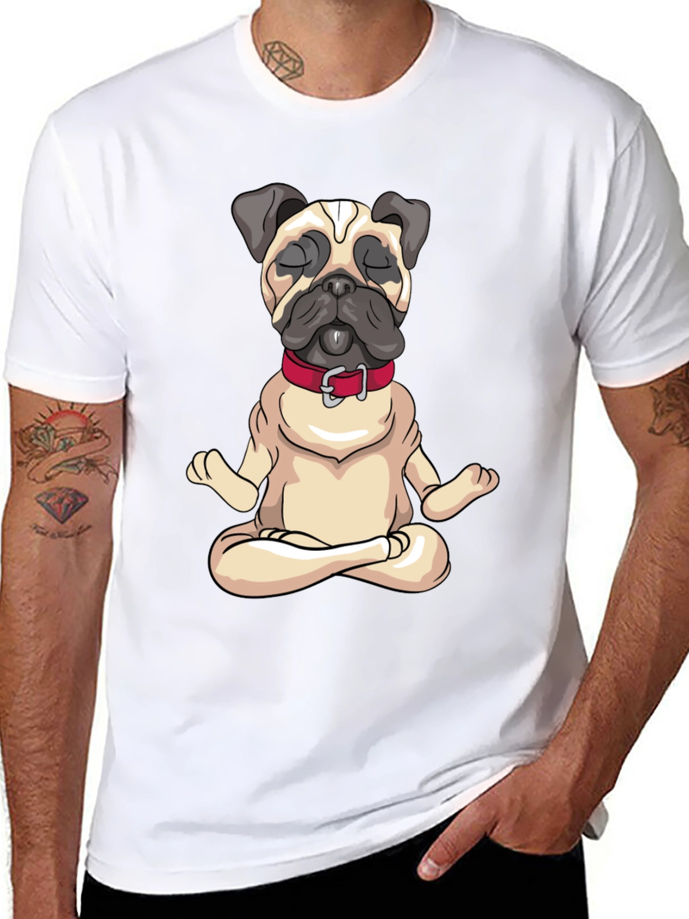 Zen Pug Black T-Shirt - Meditating Dog Graphic Tee