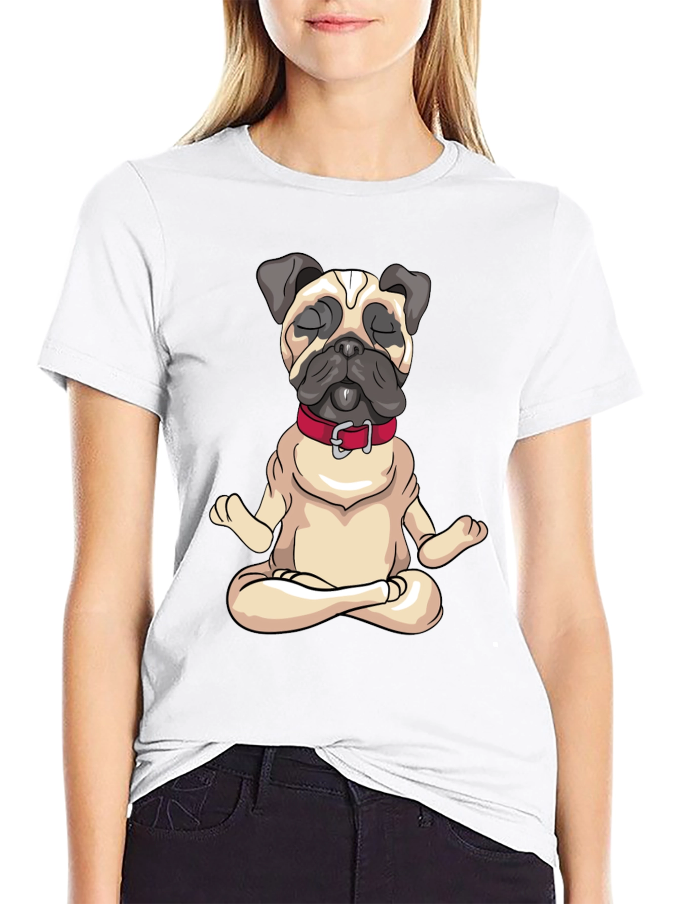 Zen Pug Black T-Shirt - Meditating Dog Graphic Tee