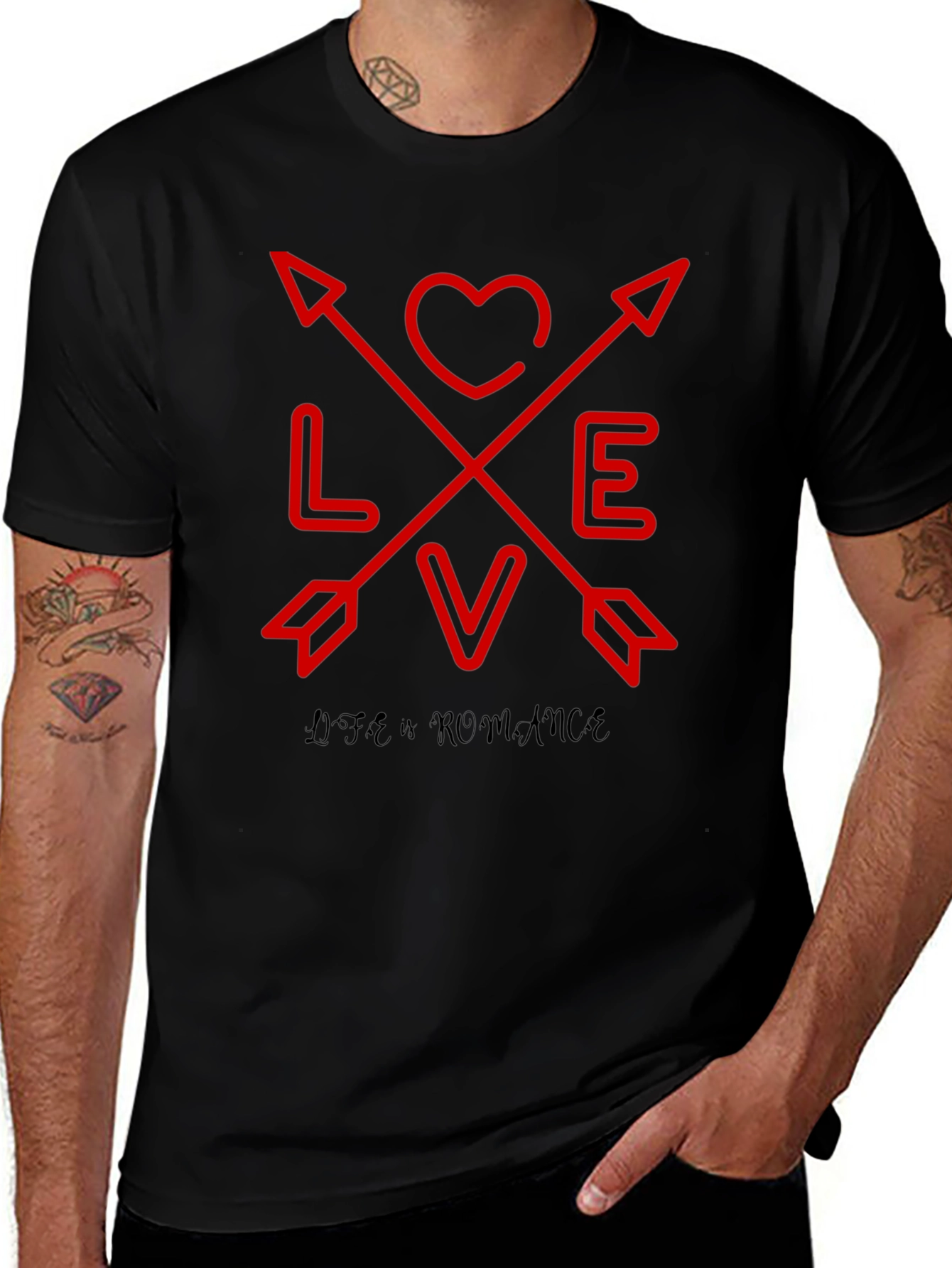 Love Romance Graphic Tee - Black