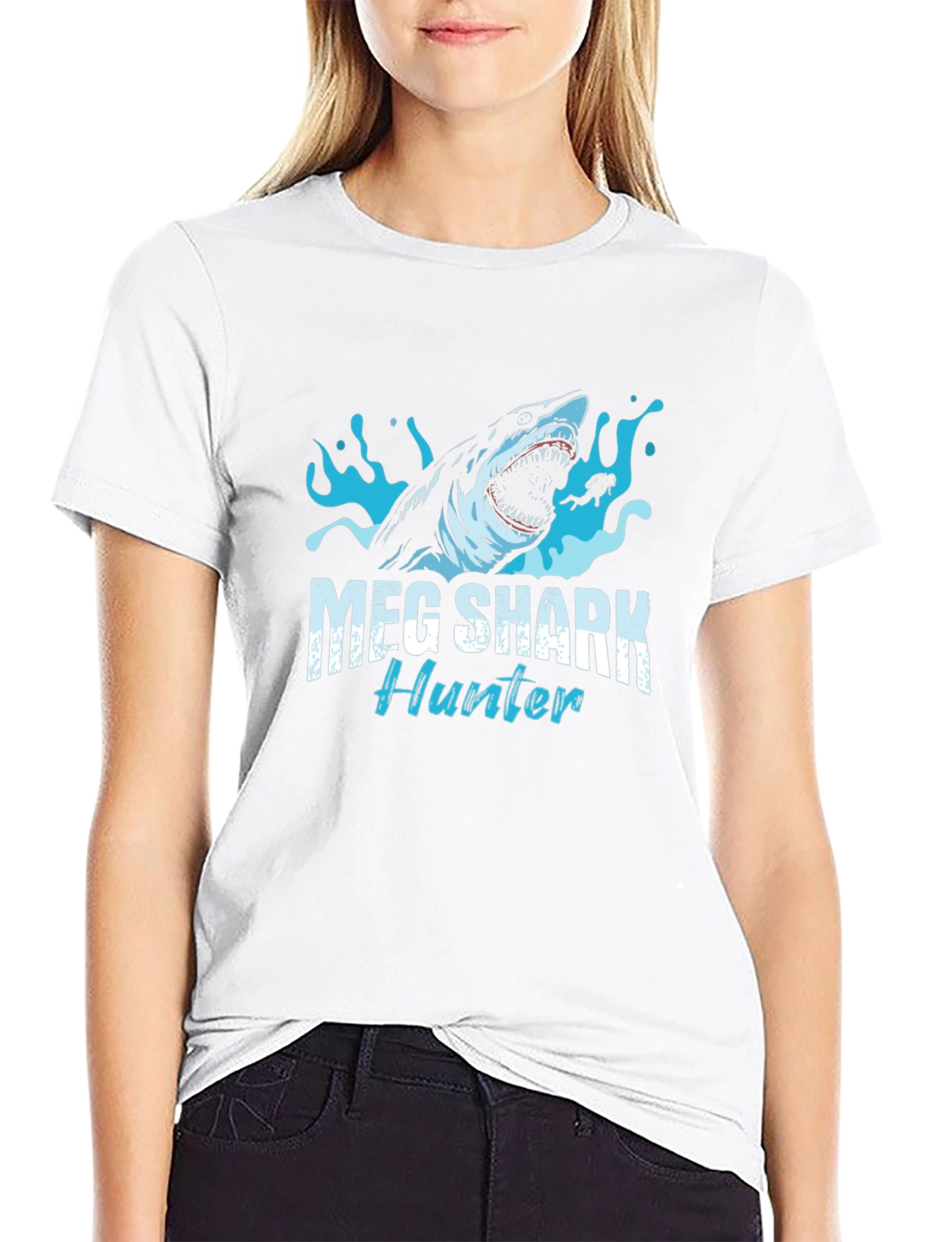 Meg Shark Hunter Graphic Tee - Black Cotton