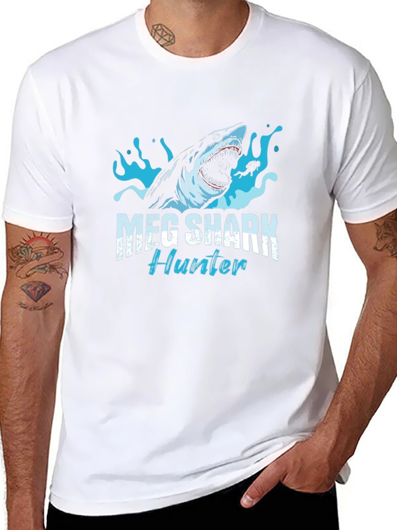 Meg Shark Hunter Graphic Tee - Black Cotton