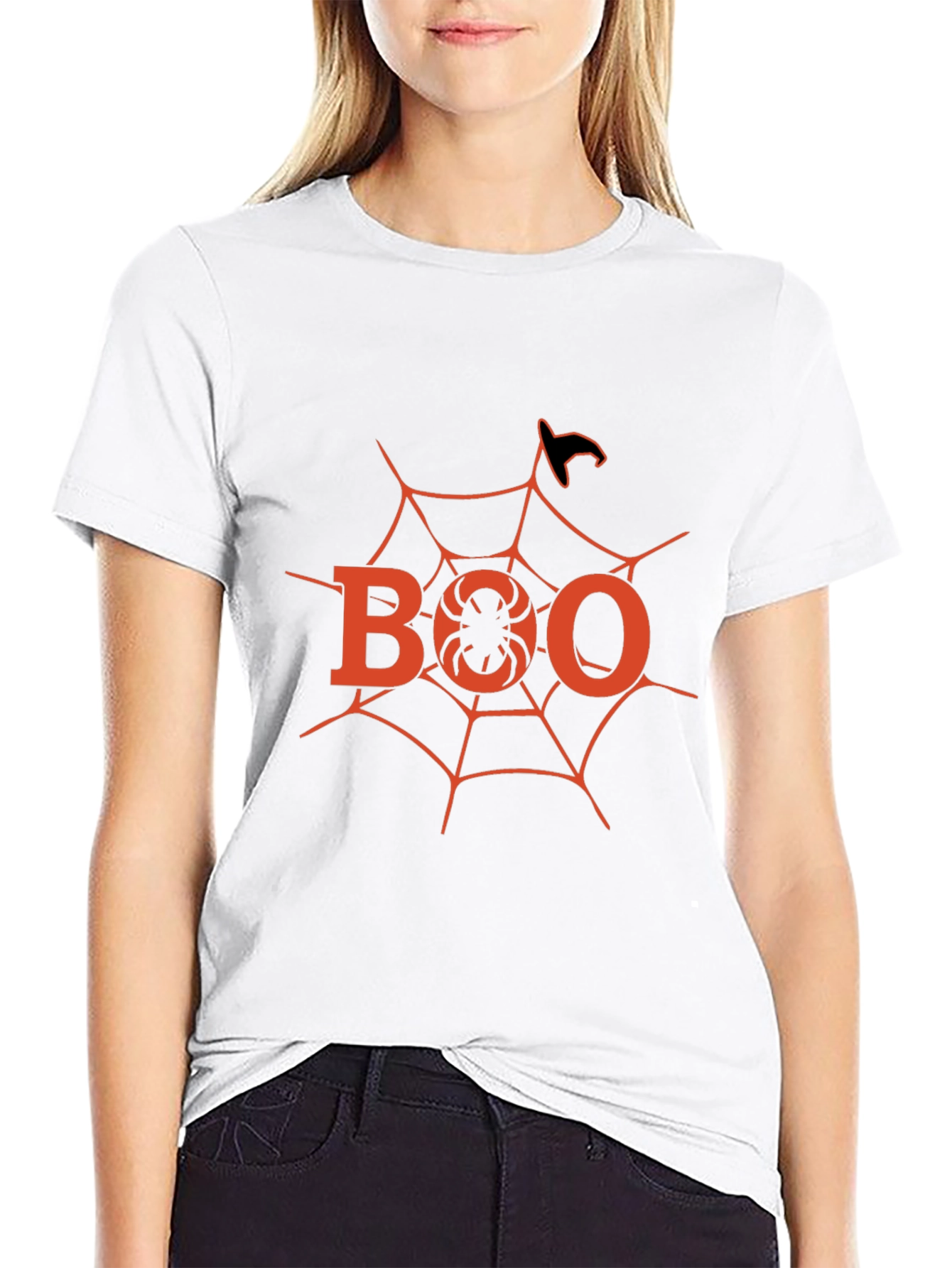Halloween Boo Spider Web T-Shirt