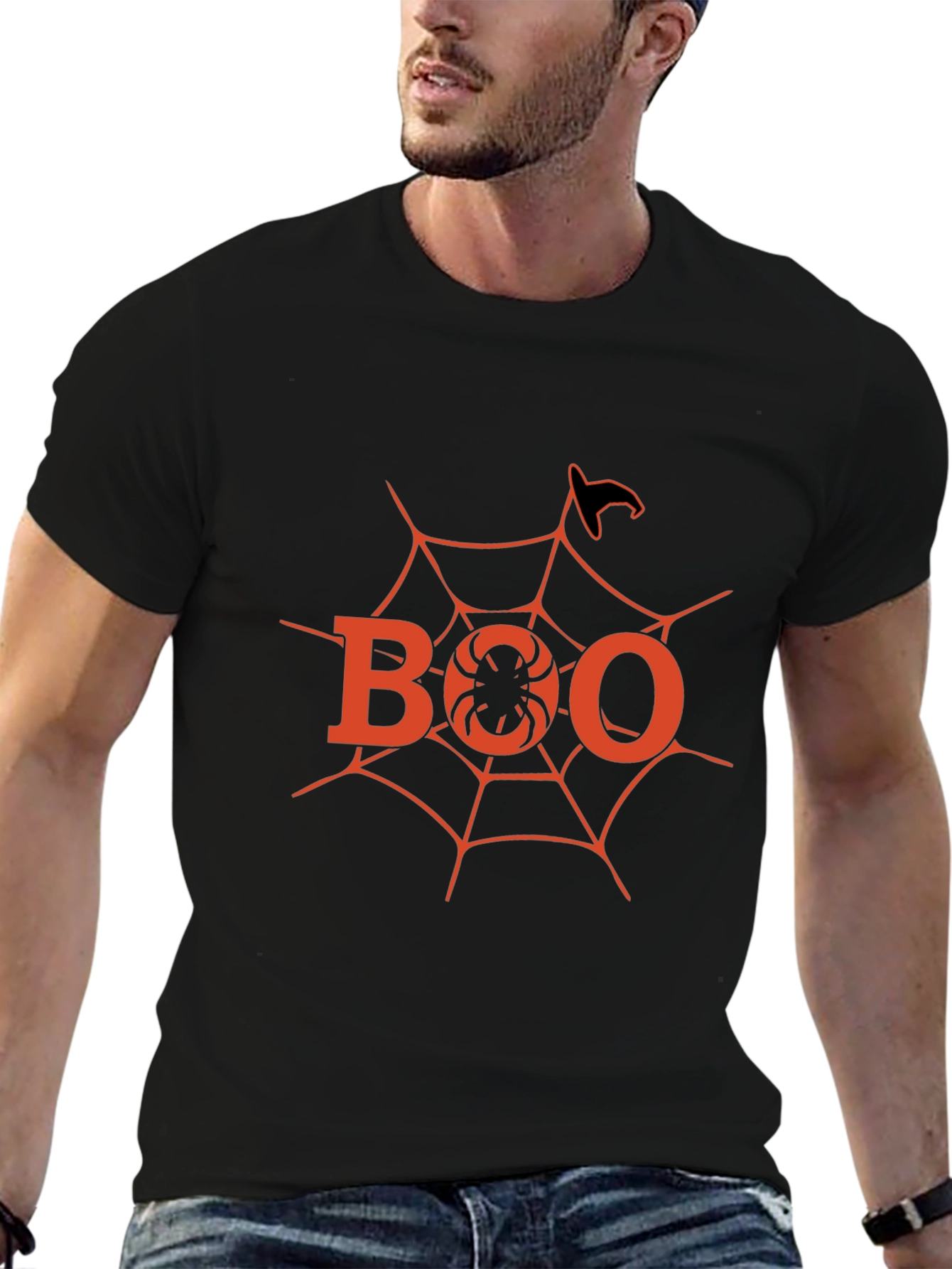 Halloween Boo Spider Web T-Shirt