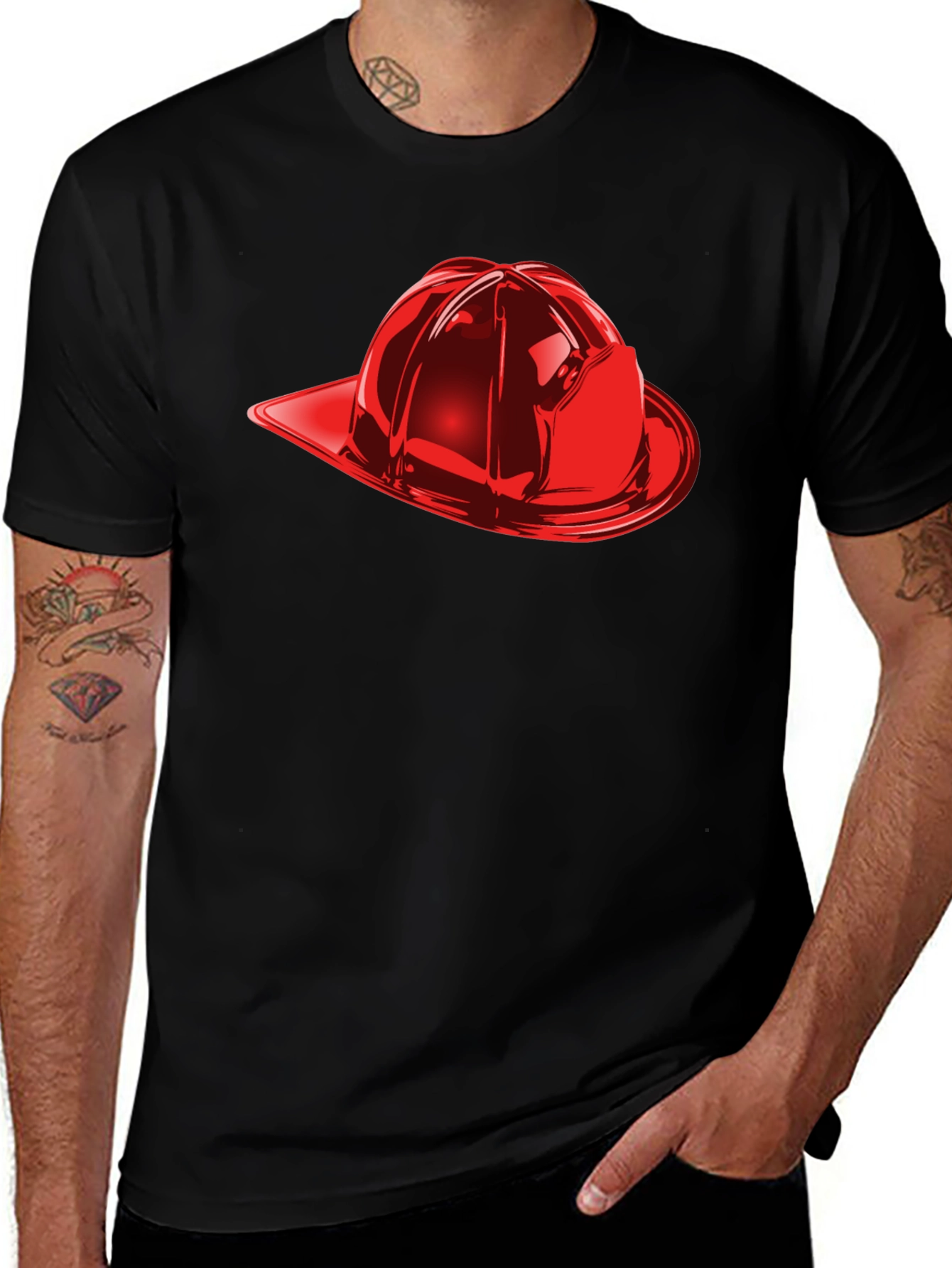 Firefighter Helmet Graphic Tee - Black