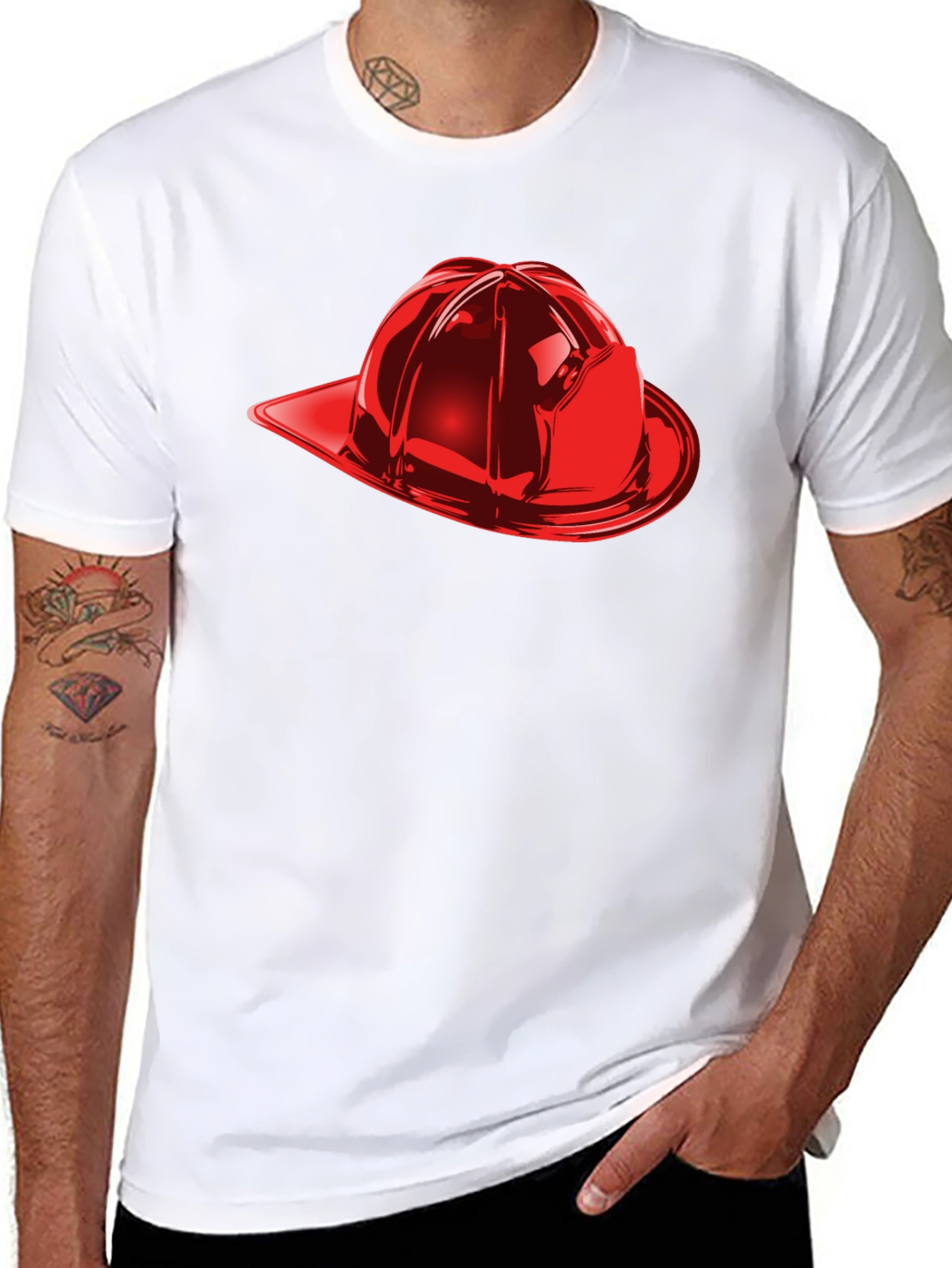 Firefighter Helmet Graphic Tee - Black
