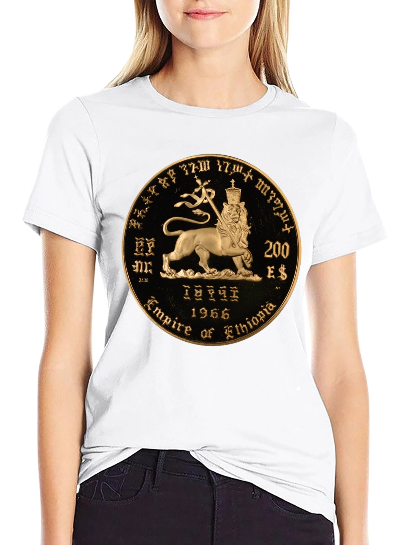 Ethiopian Lion Coin Black T-Shirt