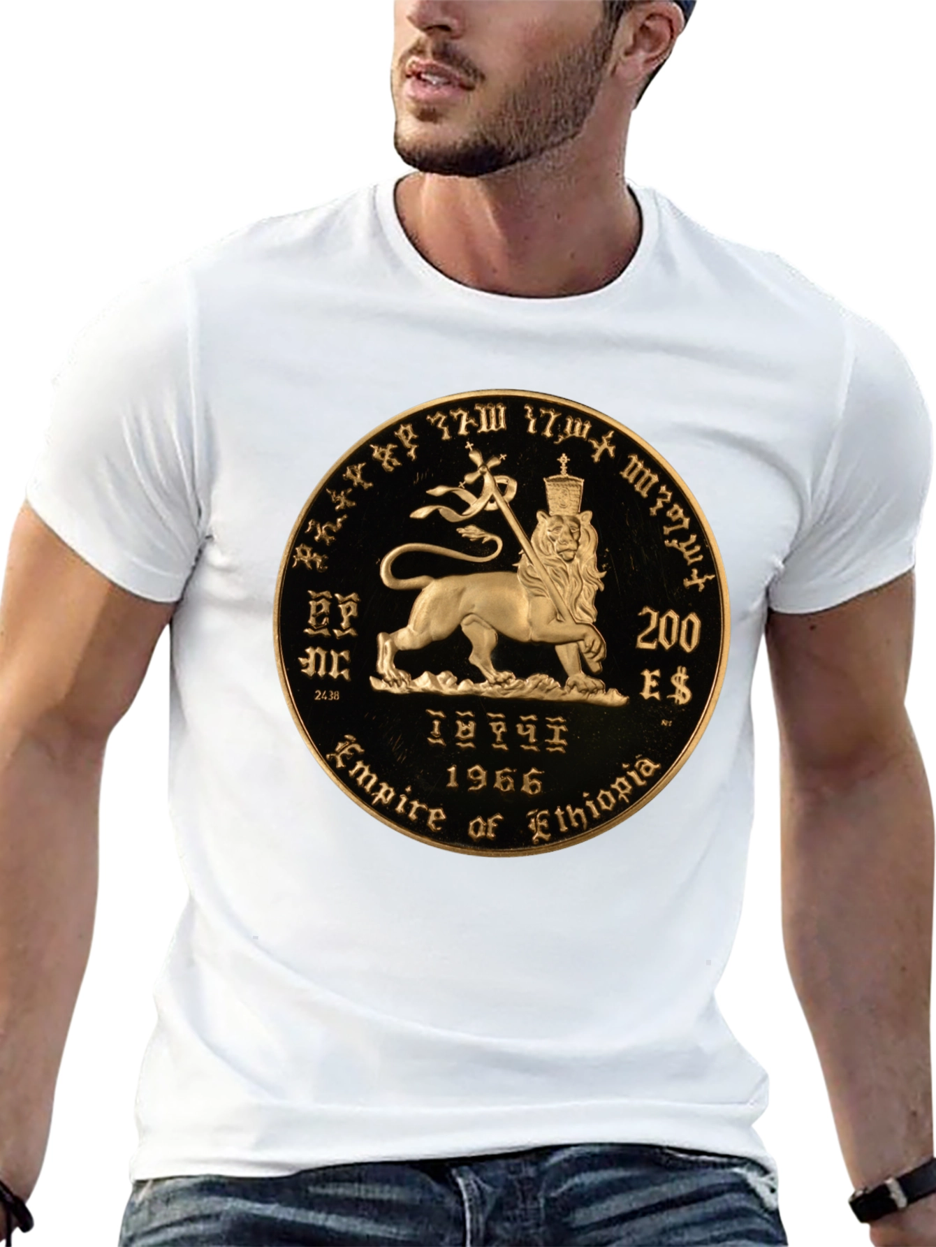 Ethiopian Lion Coin Black T-Shirt