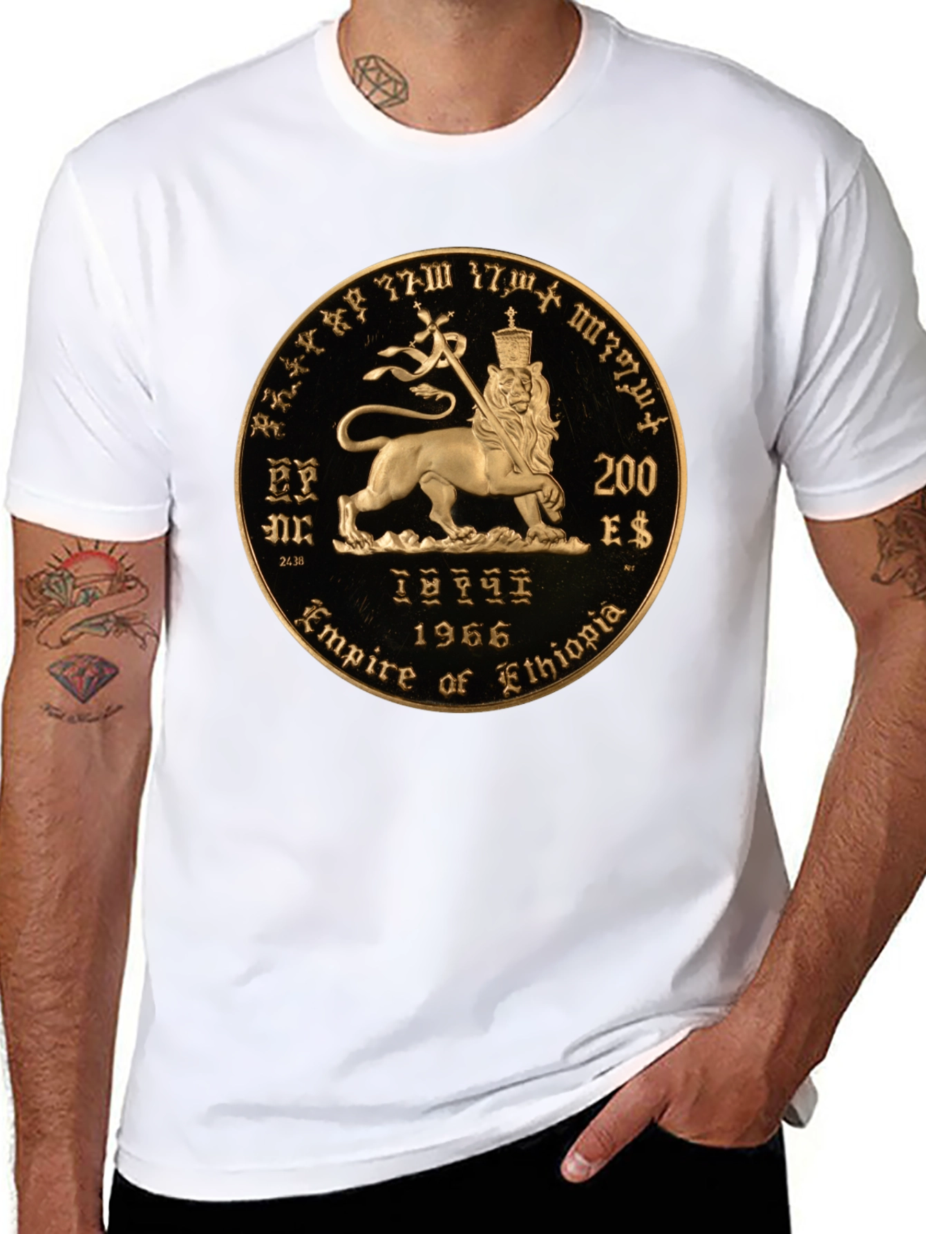 Ethiopian Lion Coin Black T-Shirt