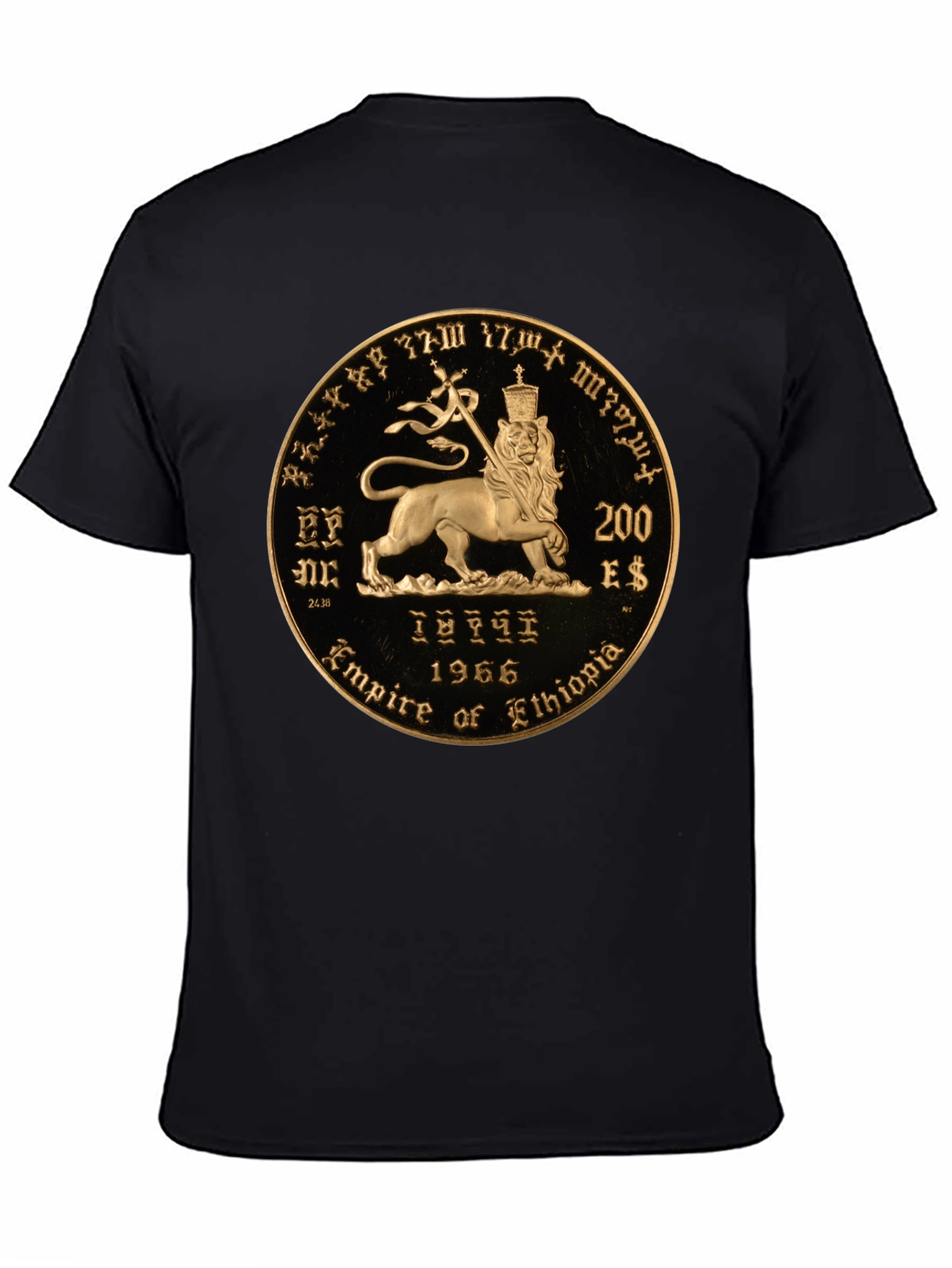 Ethiopian Lion Coin Black T-Shirt