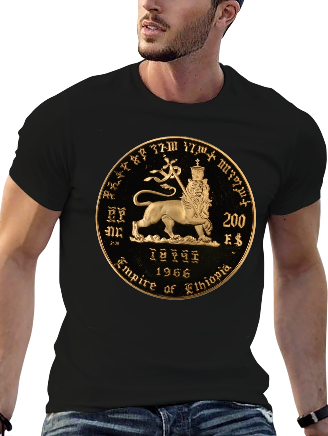 Ethiopian Lion Coin Black T-Shirt