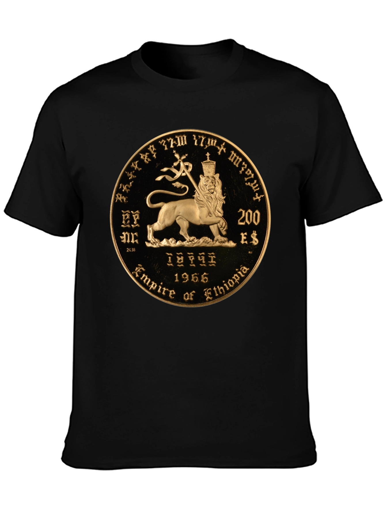Ethiopian Lion Coin Black T-Shirt