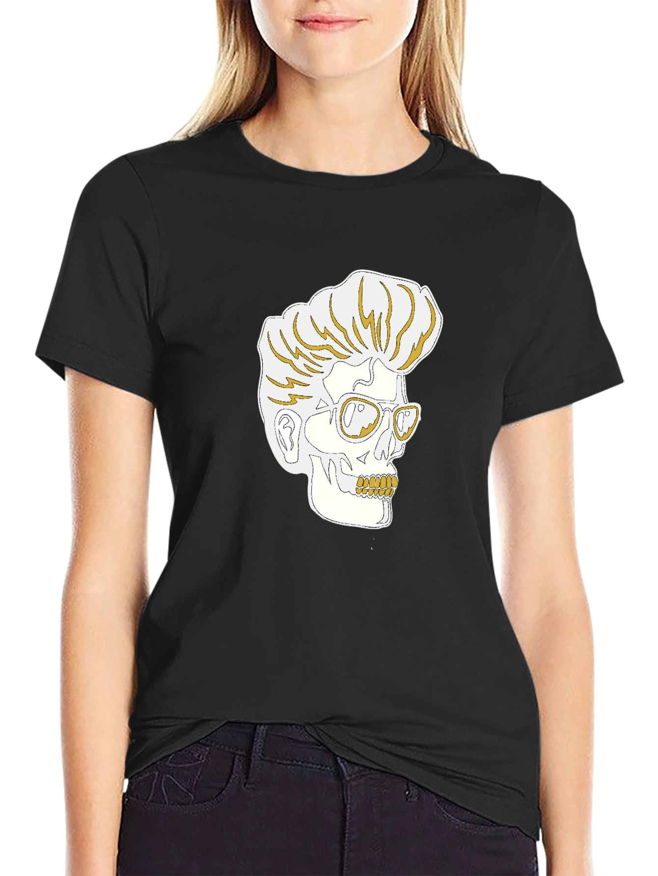 Rockabilly Skull Graphic T-Shirt