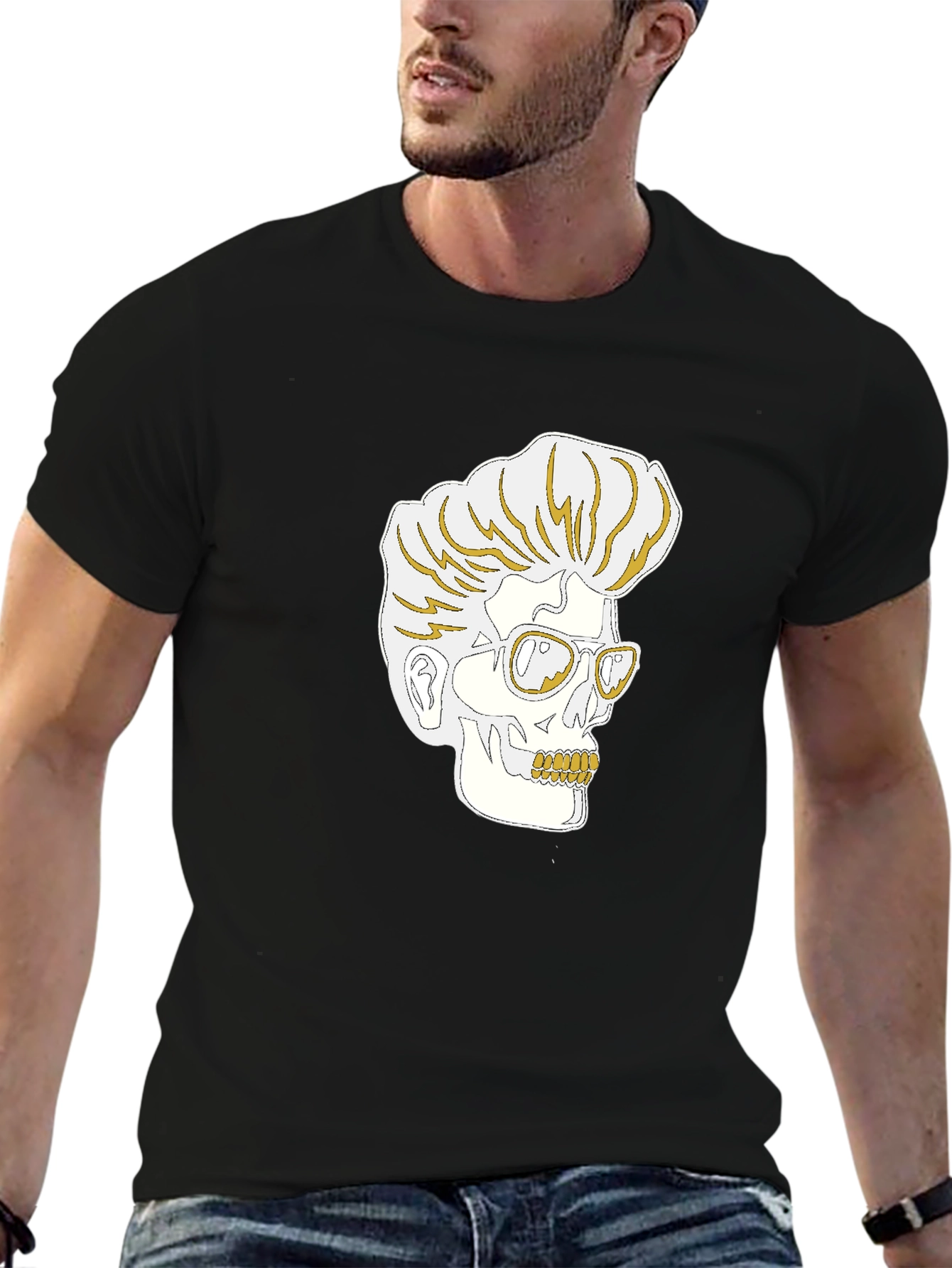 Rockabilly Skull Graphic T-Shirt