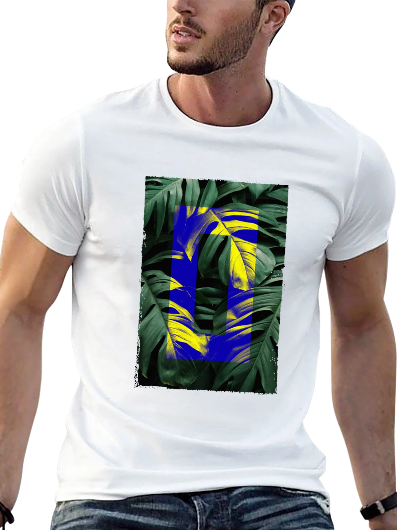 Tropical Leaf Graphic Black T-Shirt