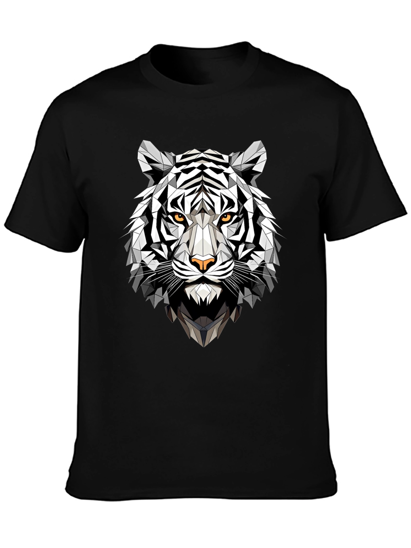 Geometric Tiger Graphic Tee - Black