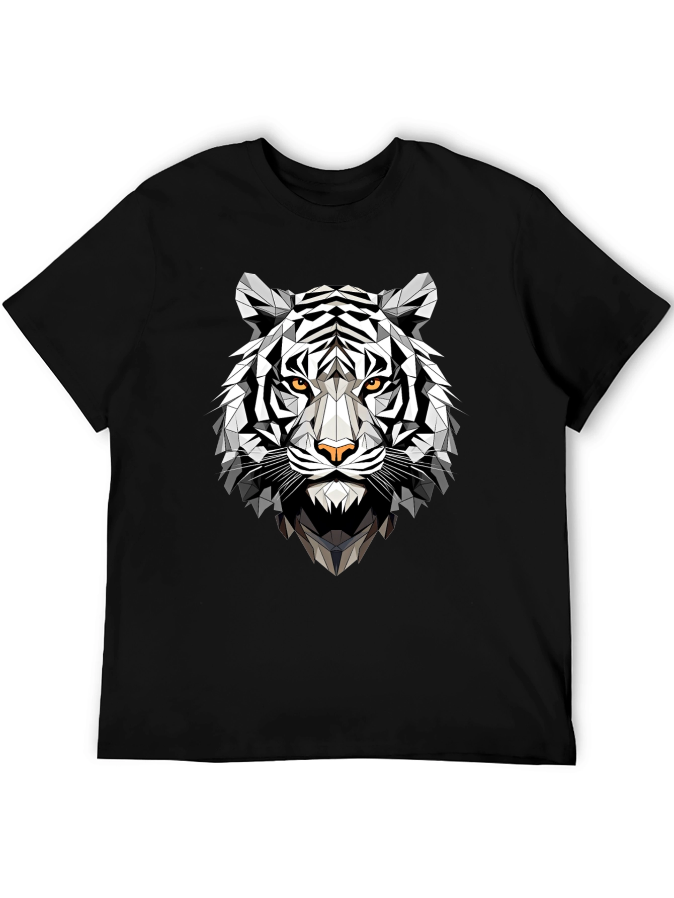 Geometric Tiger Graphic Tee - Black