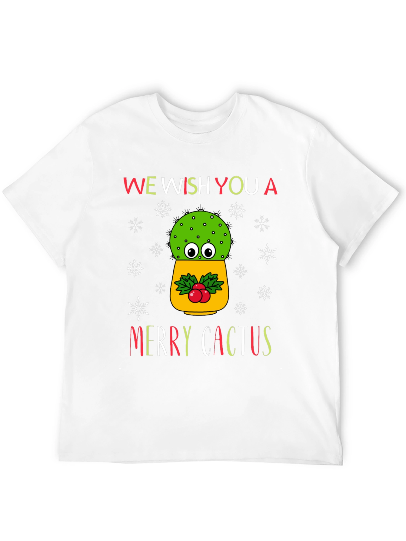 Merry Cactus Christmas Graphic T-Shirt