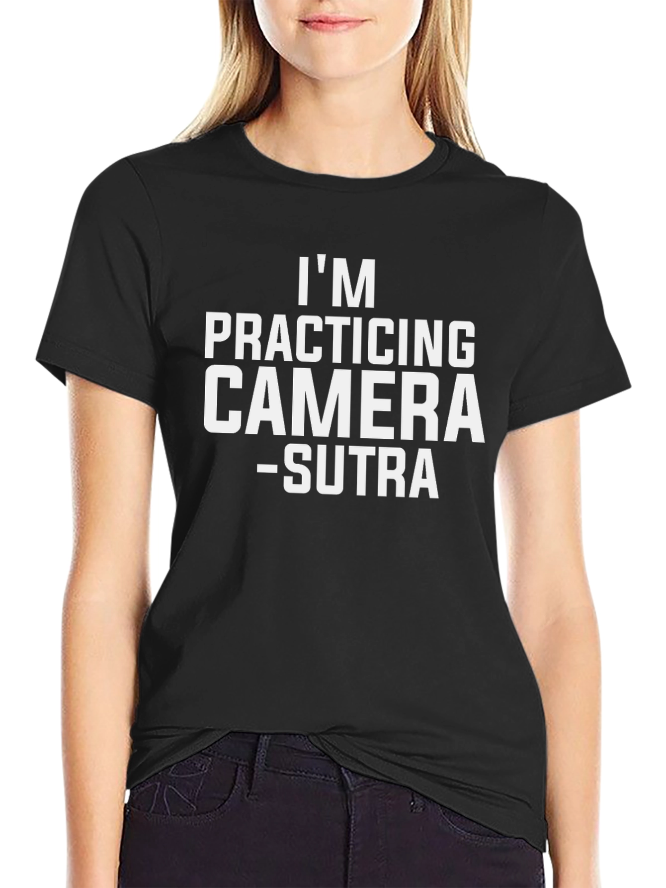 Im Practicing Camera-Sutra Black Graphic Tee