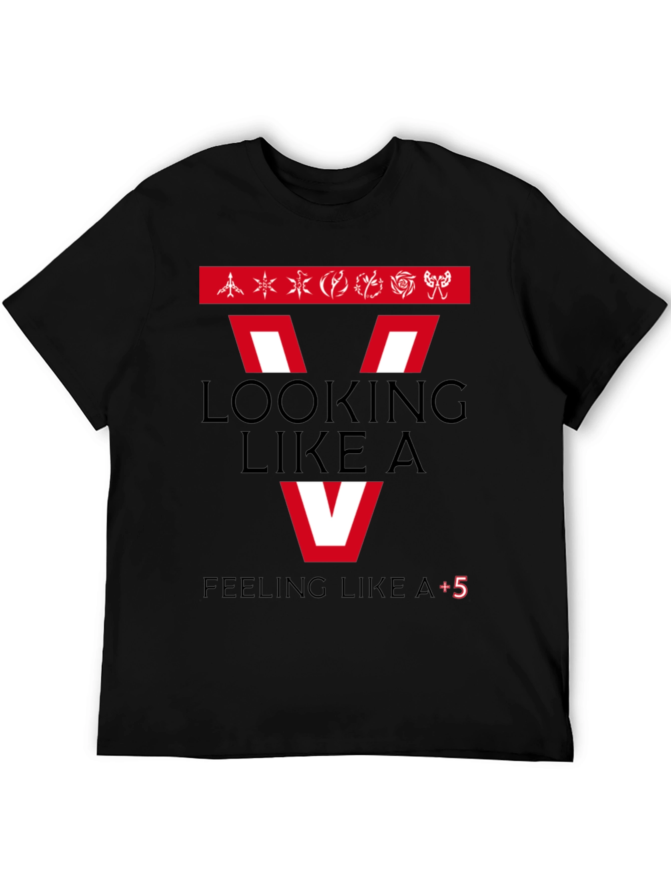 Looking Like A V Mens Black Graphic T-Shirt