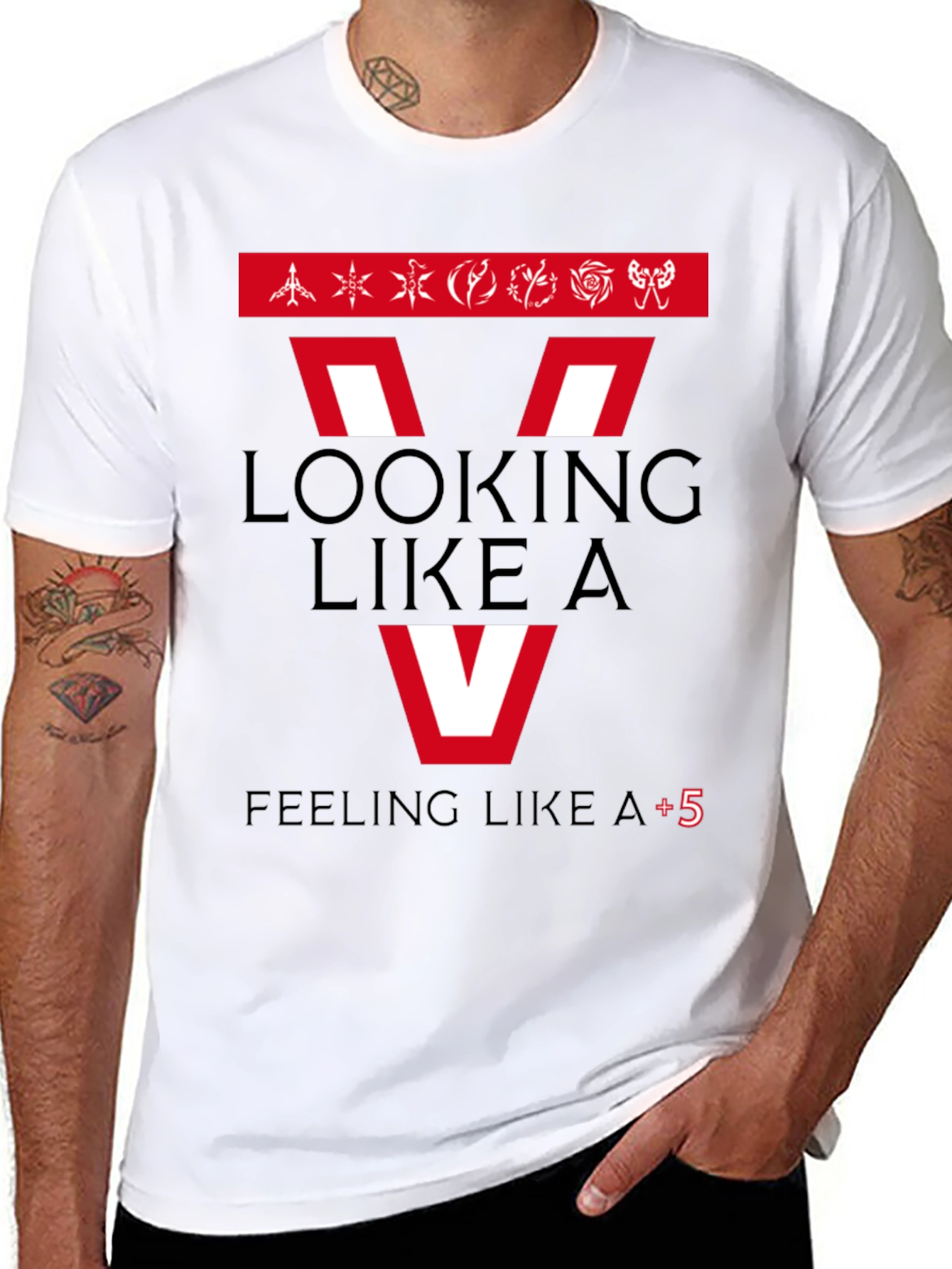 Looking Like A V Mens Black Graphic T-Shirt