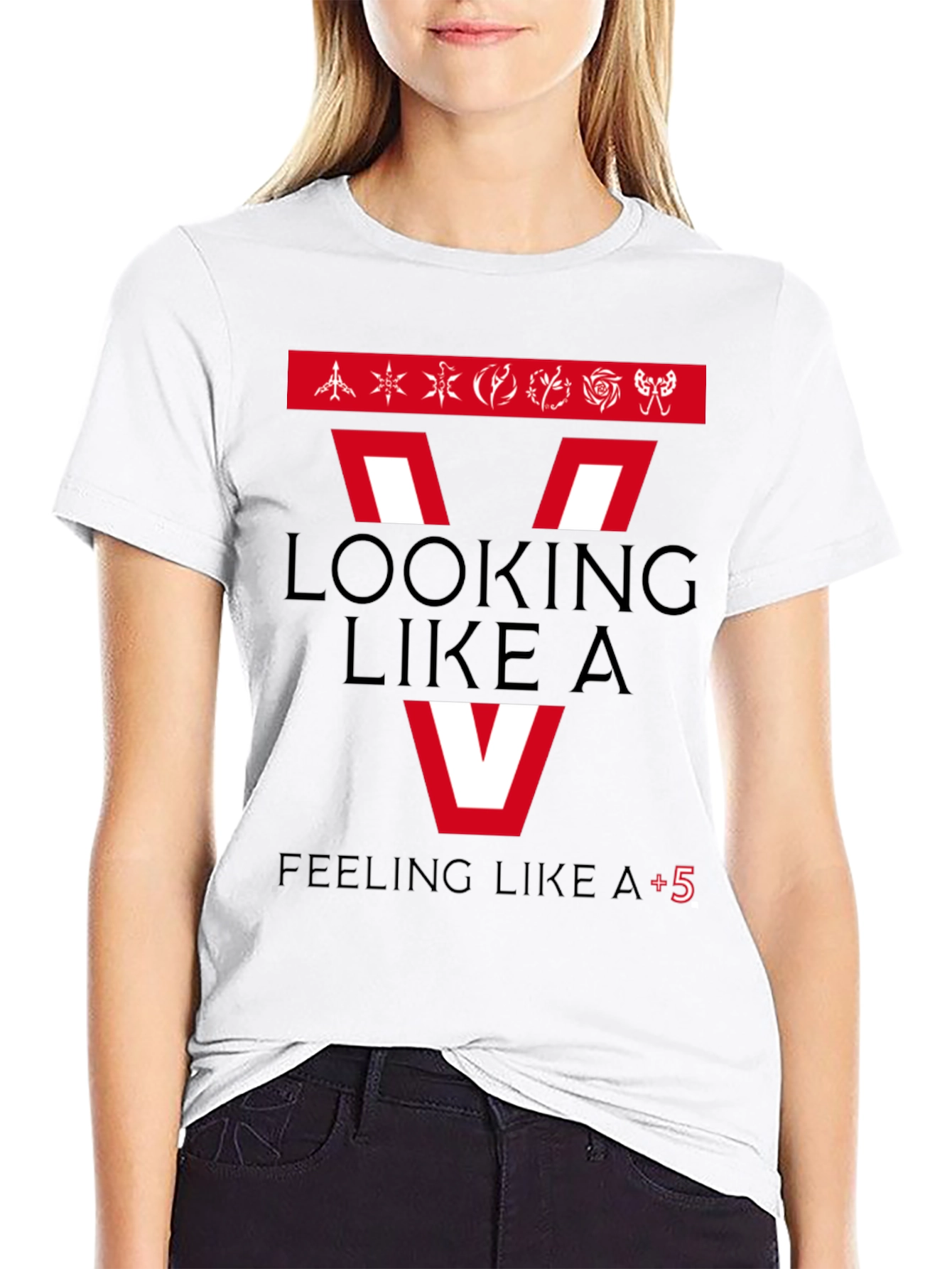 Looking Like A V Mens Black Graphic T-Shirt