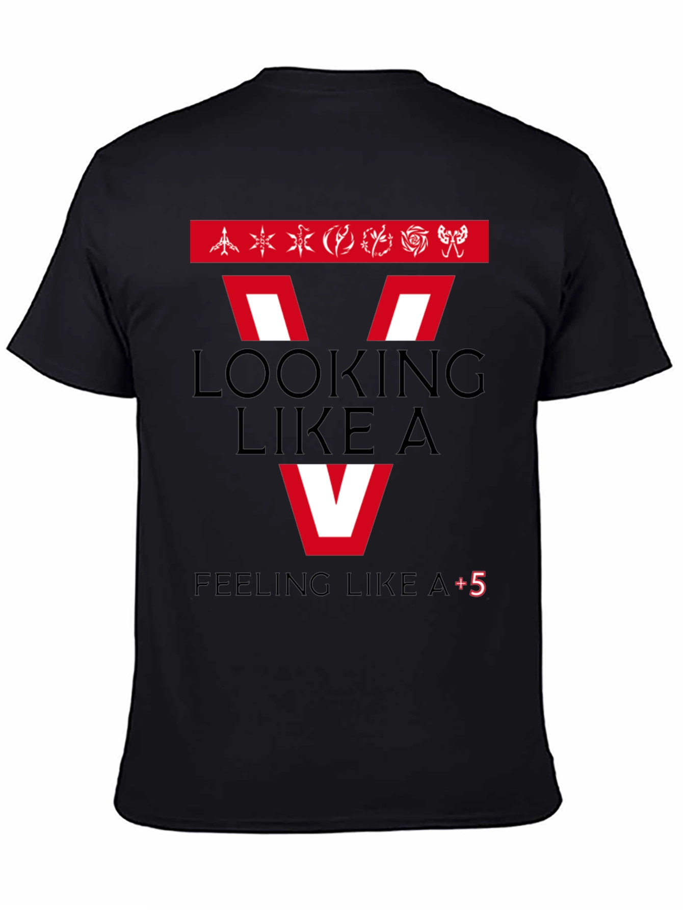 Looking Like A V Mens Black Graphic T-Shirt