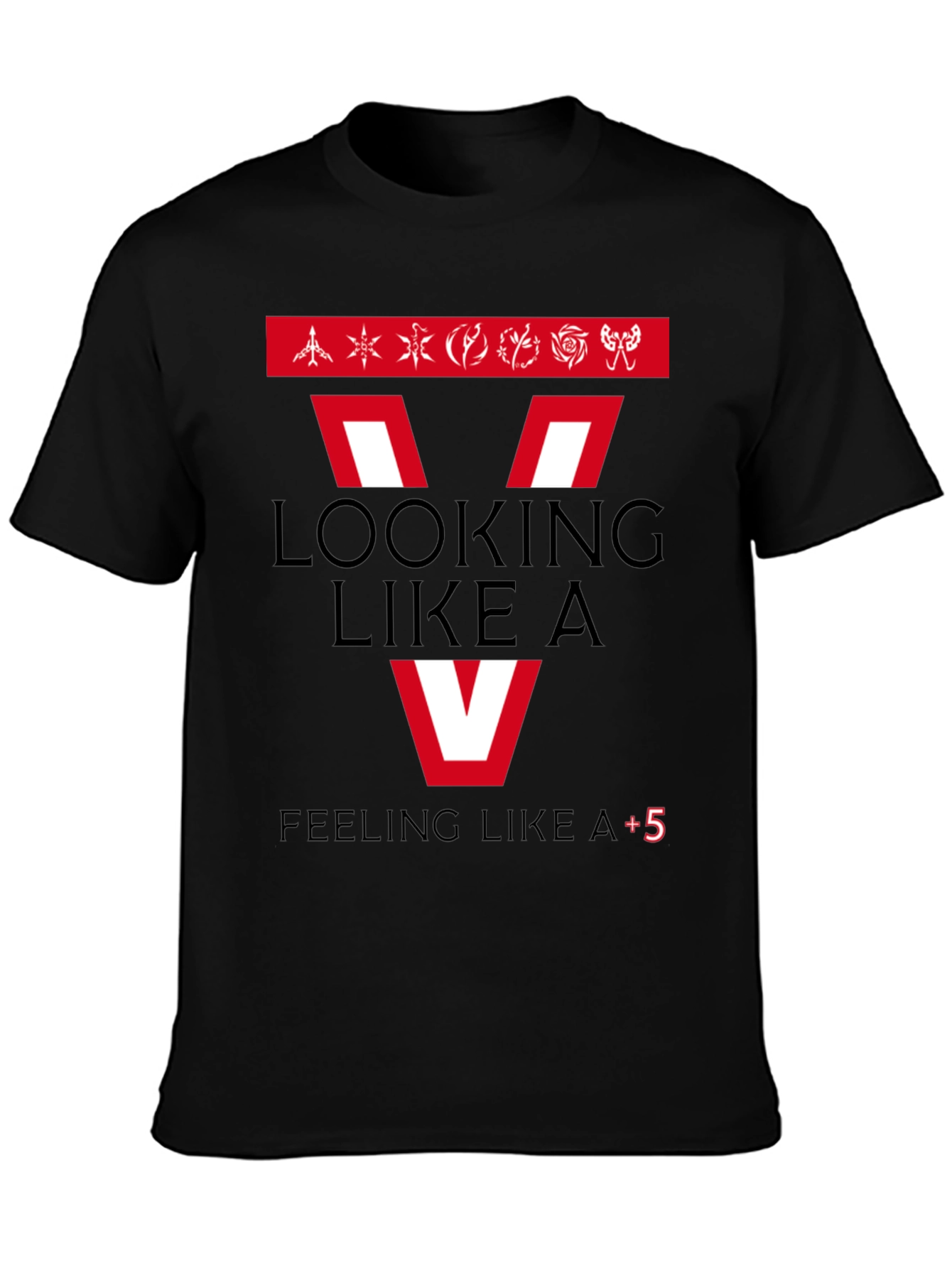 Looking Like A V Mens Black Graphic T-Shirt